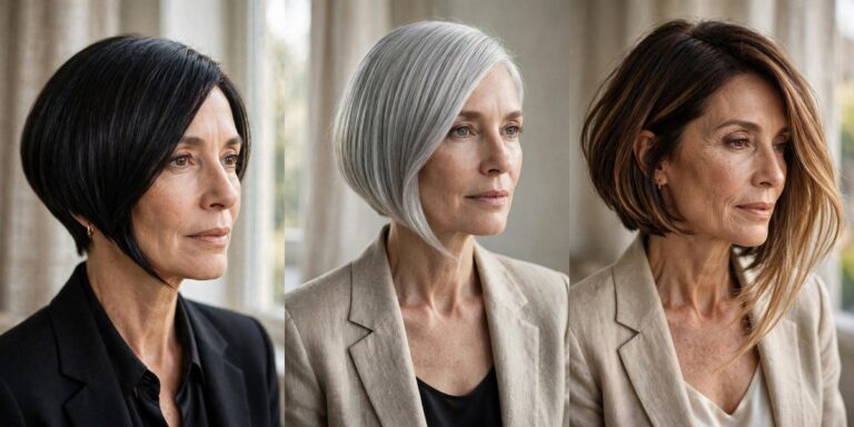 Angled bob hairstyles collage