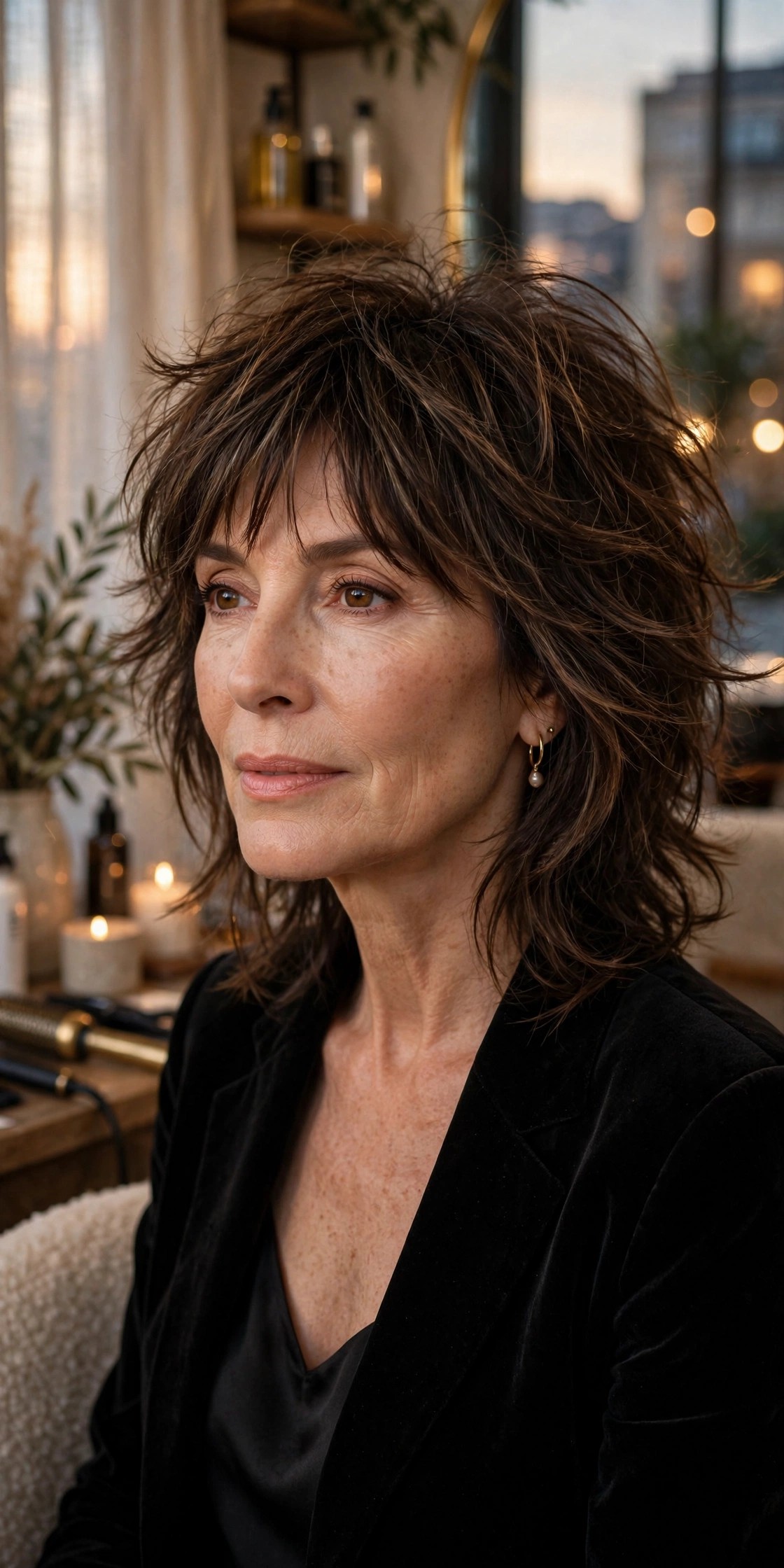 Date-night tousled shag with romantic evening texture