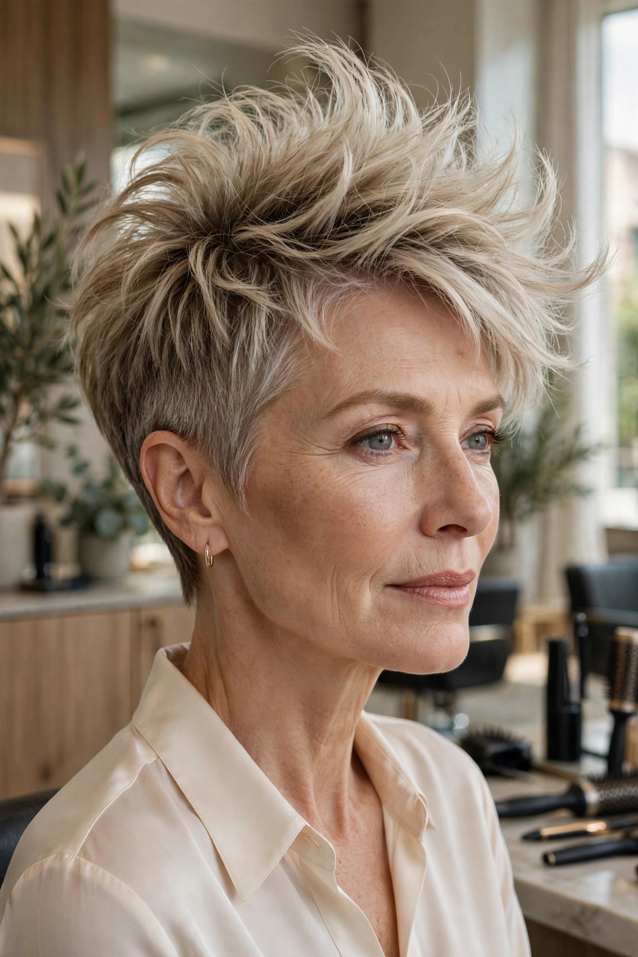 Root-lift pixie shag with compact sides and airy lifted crown