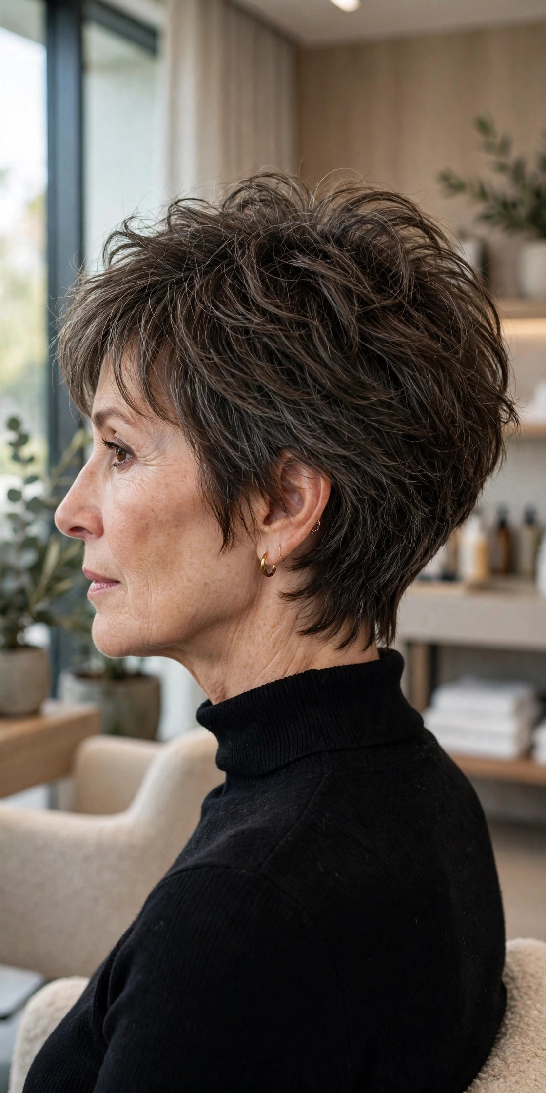 Tapered-nape shag with clean neckline
