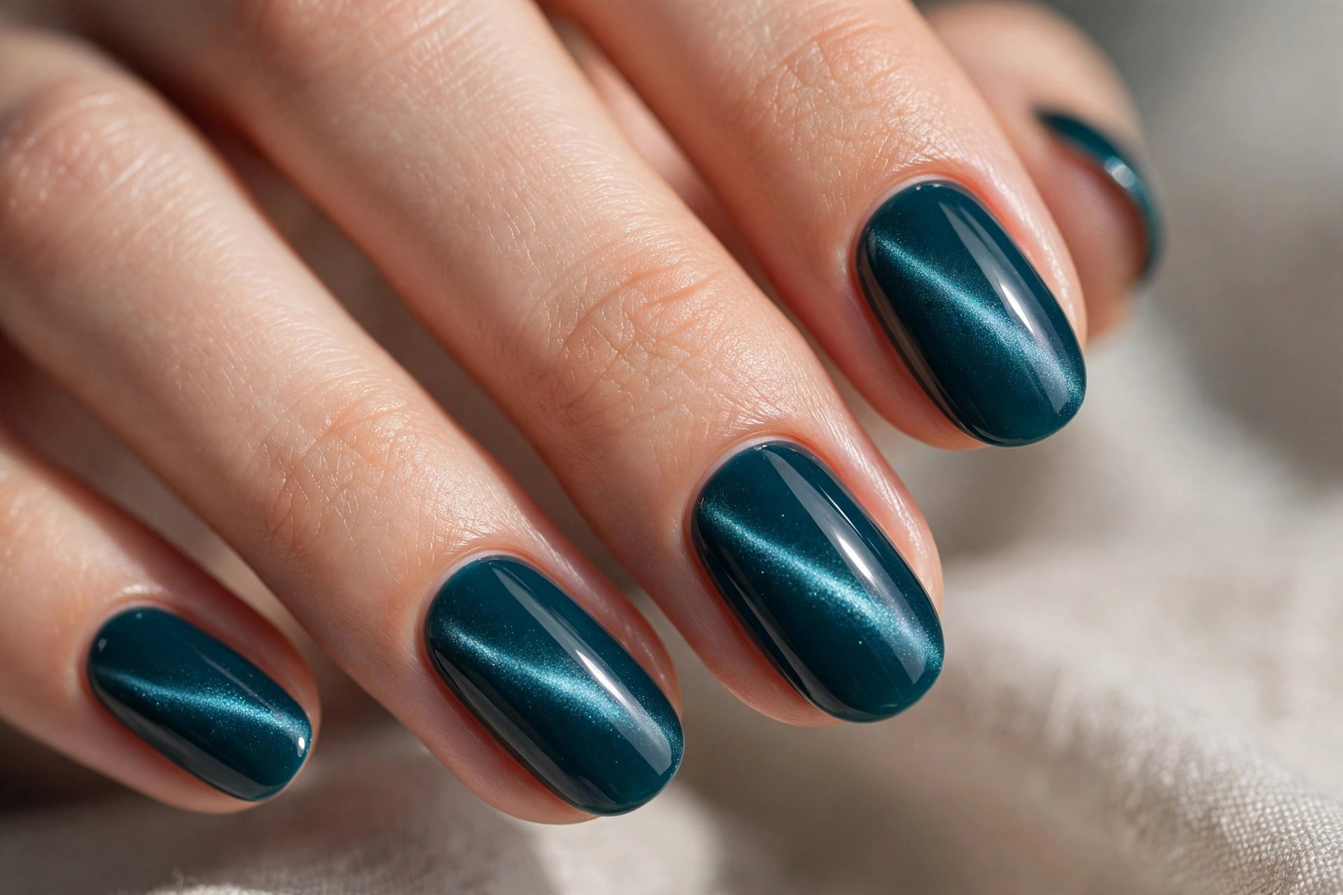 Deep ocean teal magnetic cat-eye nail polish