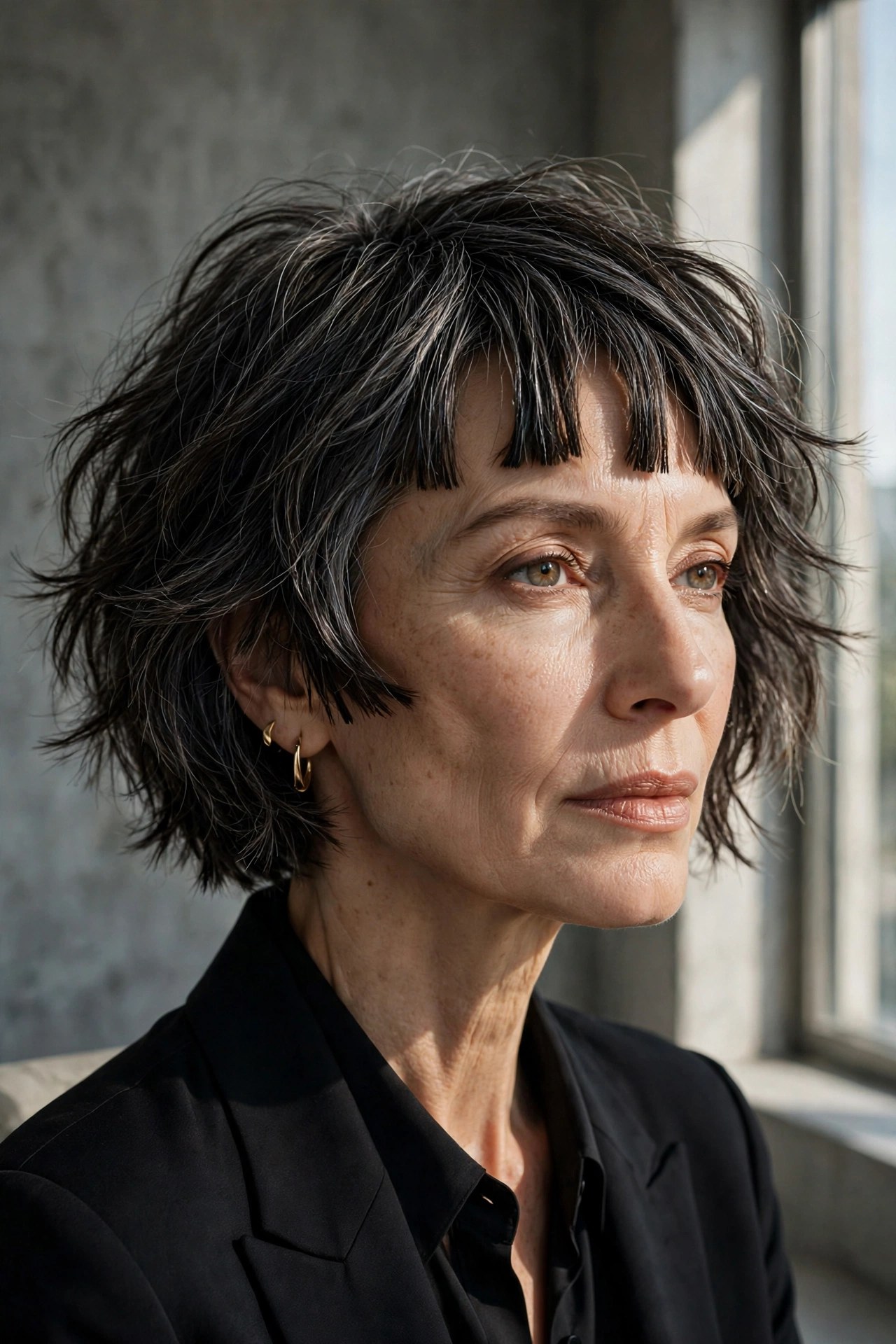 Choppy layered bob with disconnected fringe