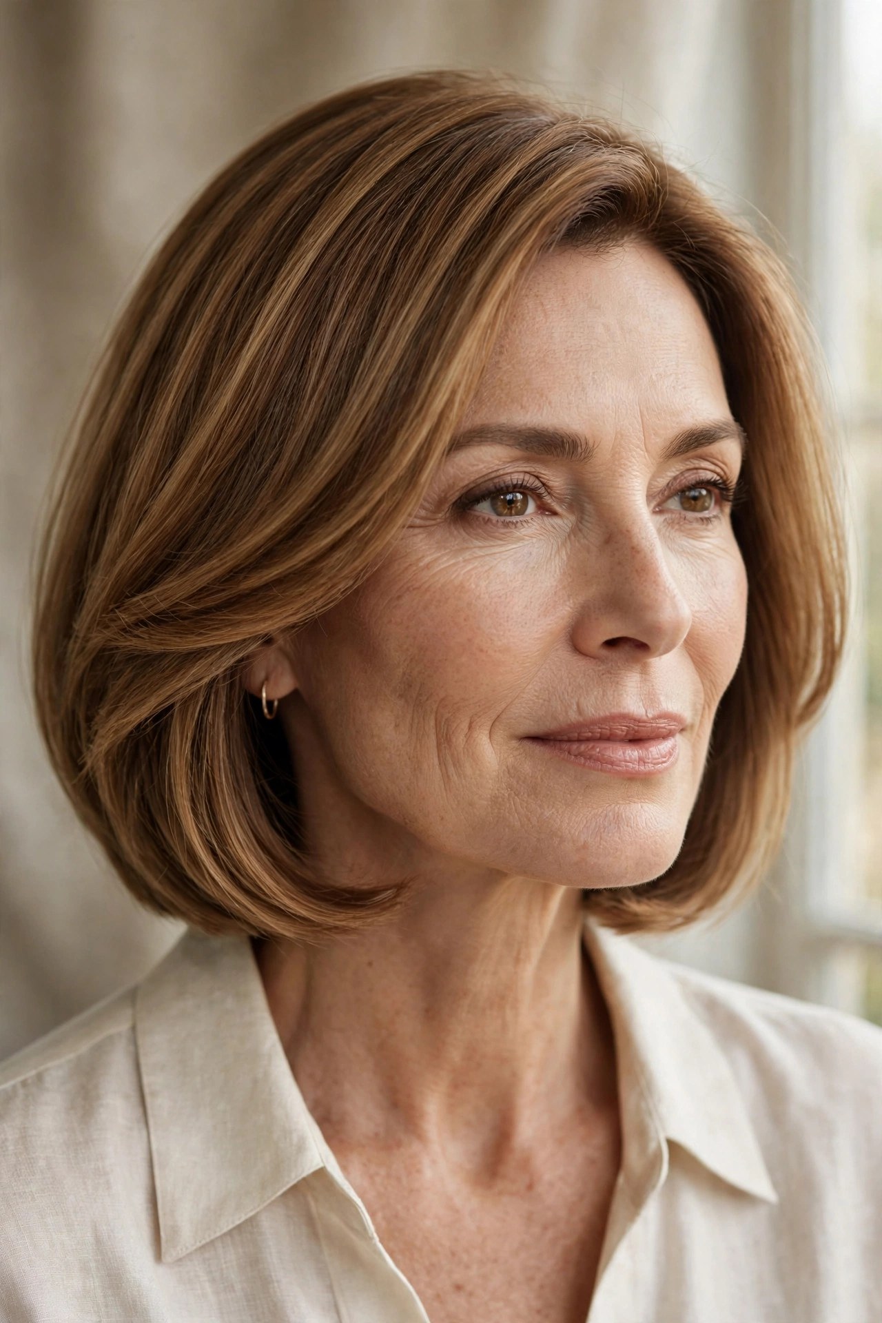 Refined layered caramel chin bob