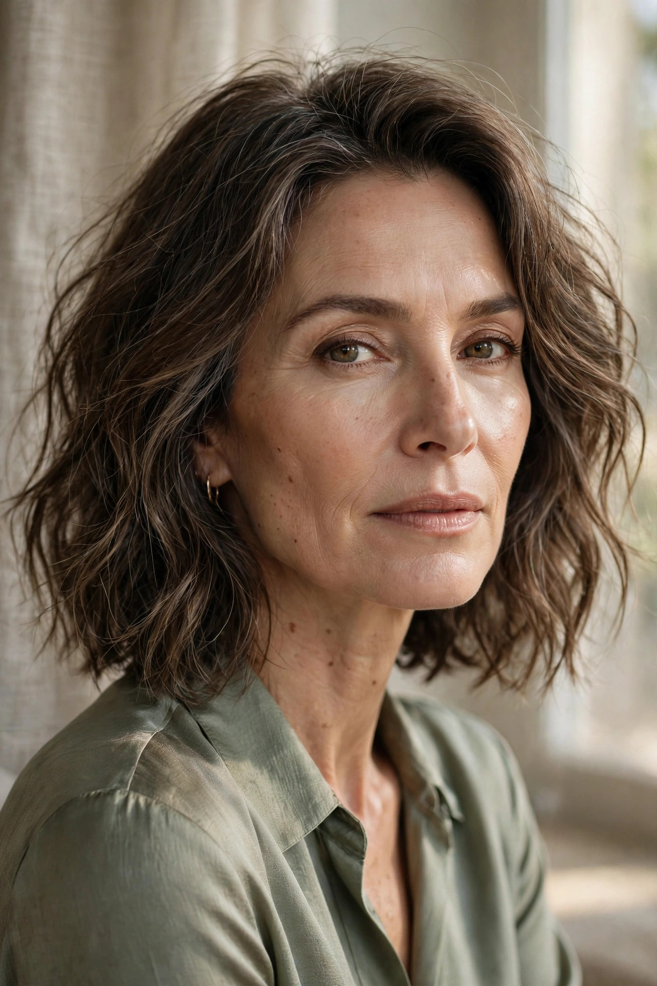 Shoulder-skimming lob with natural loose air-dried waves
