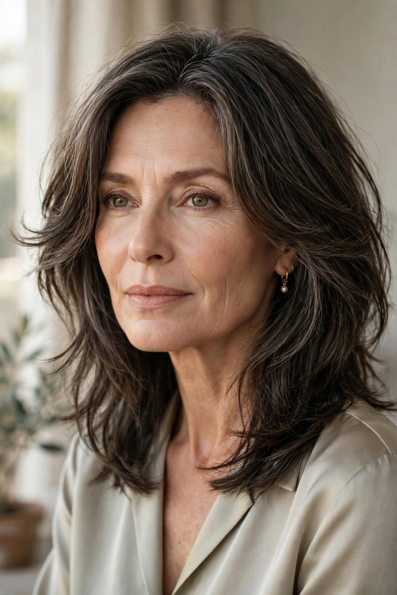 Lob with shortest layers at cheekbone level, full lengths below