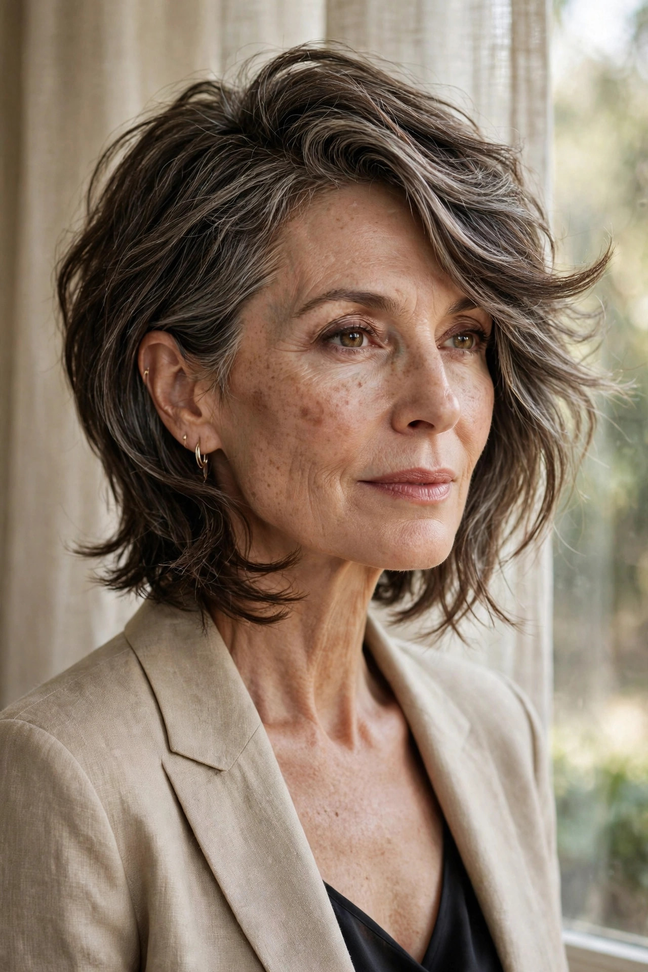 Textured grow-out haircut transitioning from pixie to lob