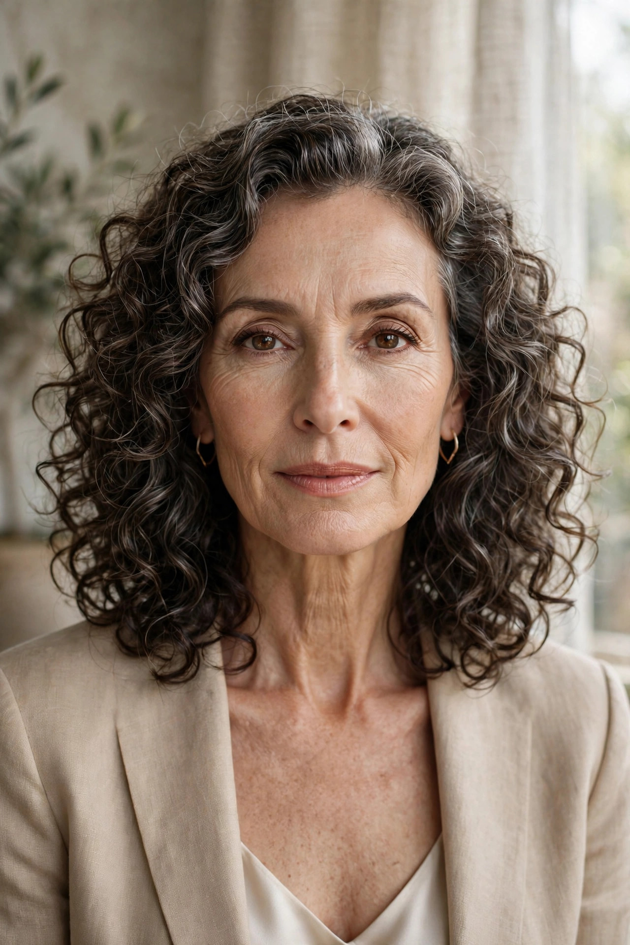 Collarbone lob on naturally curly fine hair with defined curls