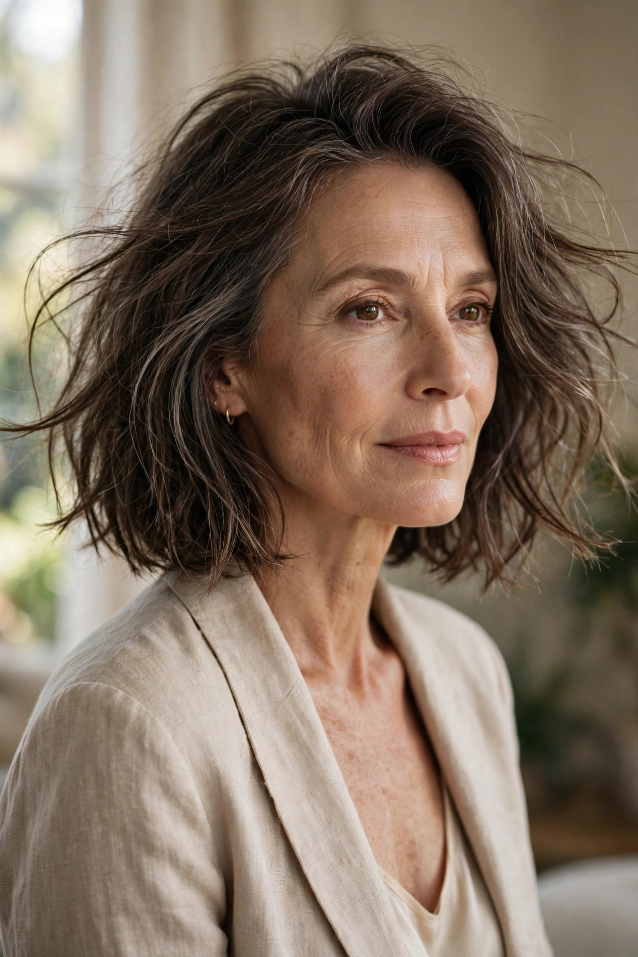 Deliberately imperfect French-style tousled air-dried lob