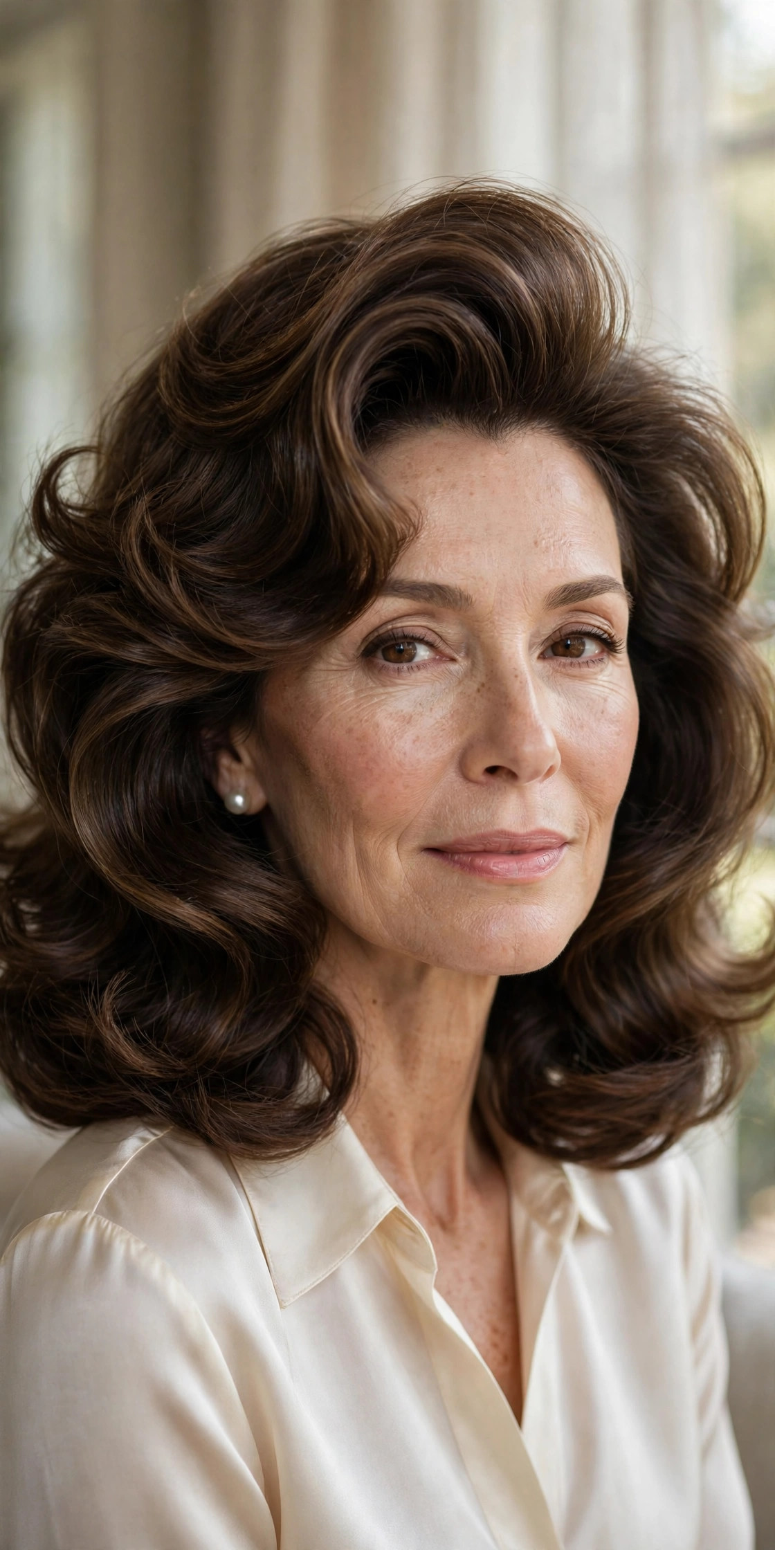 Lob with bouncy smooth roller-set volume and full blowout