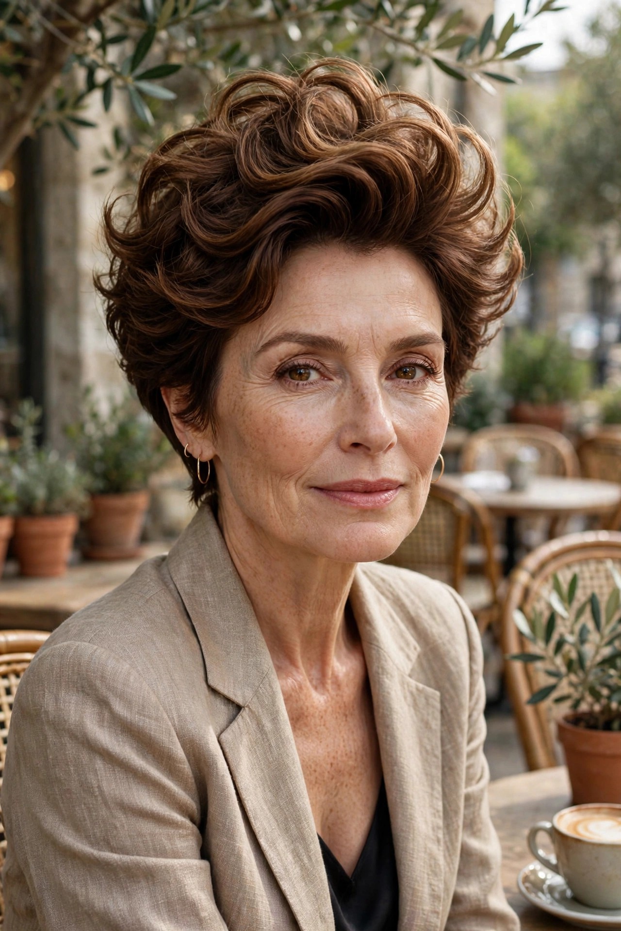 Woman in her 50s with a crown wave pixie