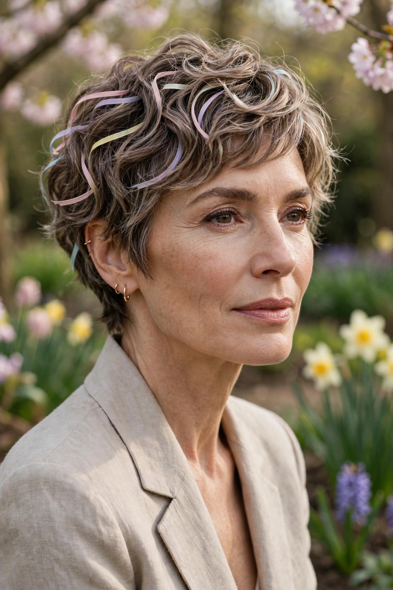 Woman in her 50s with a prism wave pixie