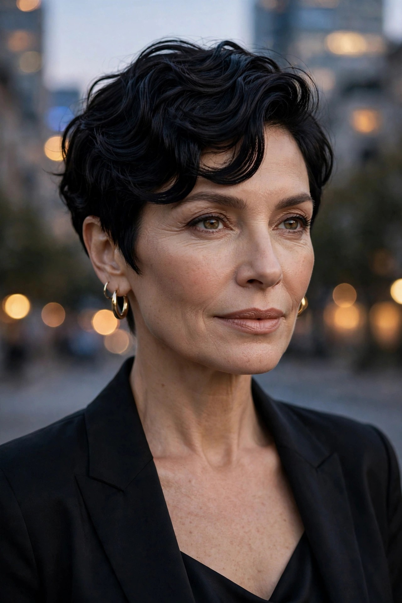 Woman in her 50s with an ink wave pixie