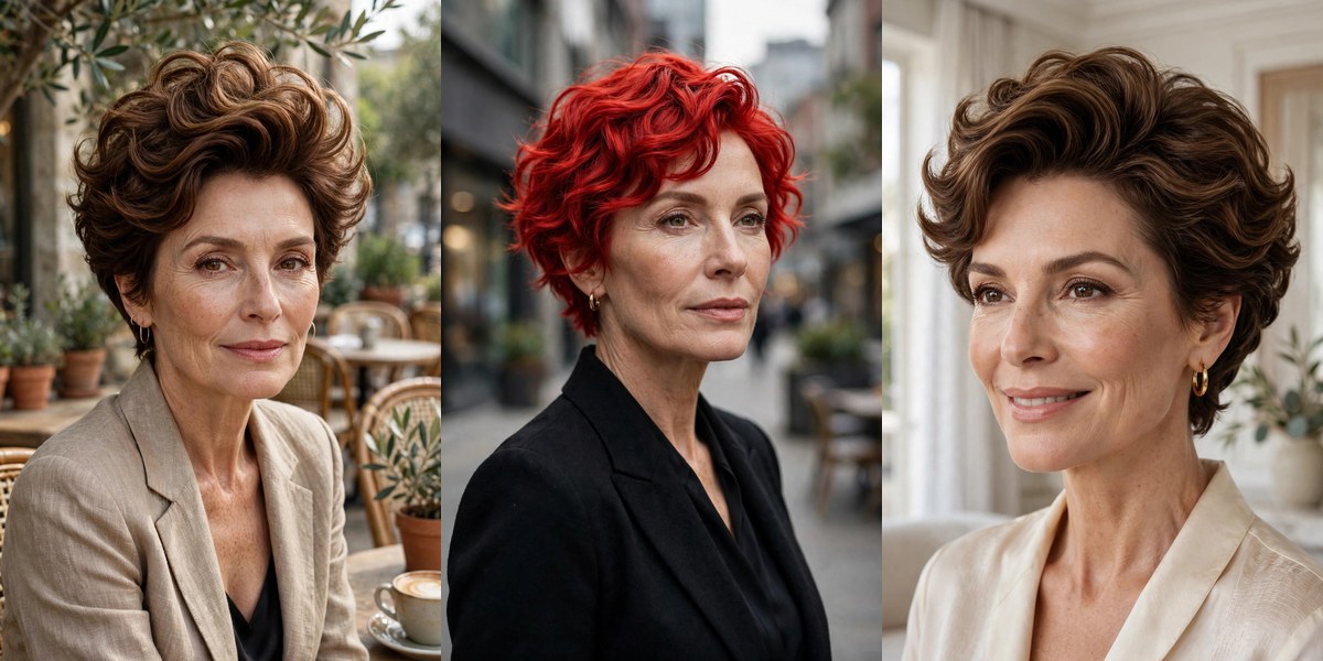 Pixie cuts for thin wavy hair collage: crown wave, scarlet wave, volume crown