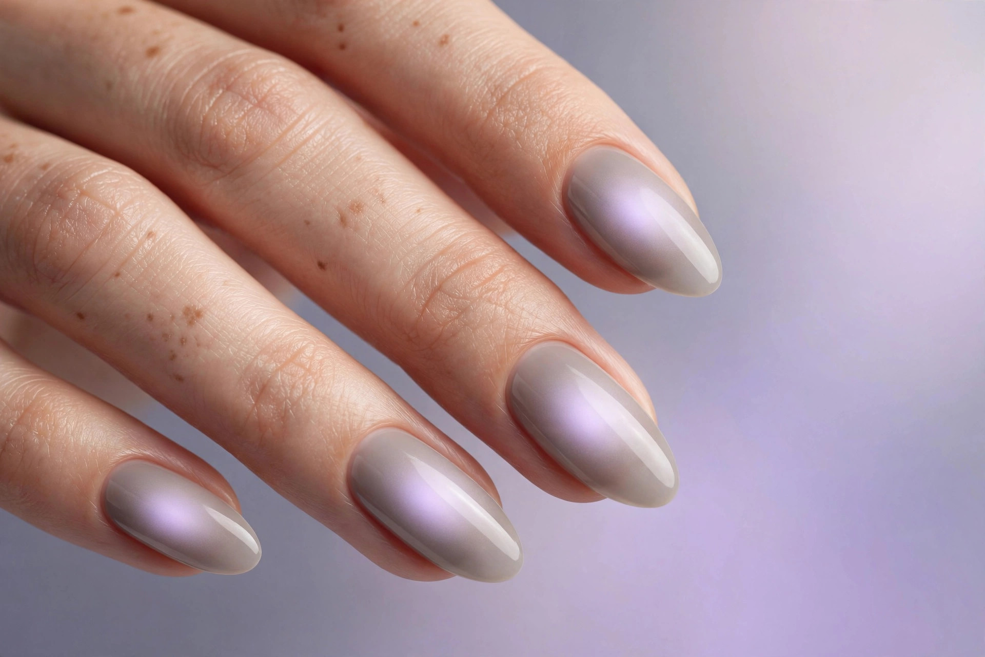Pale lavender haze over sheer gray-nude