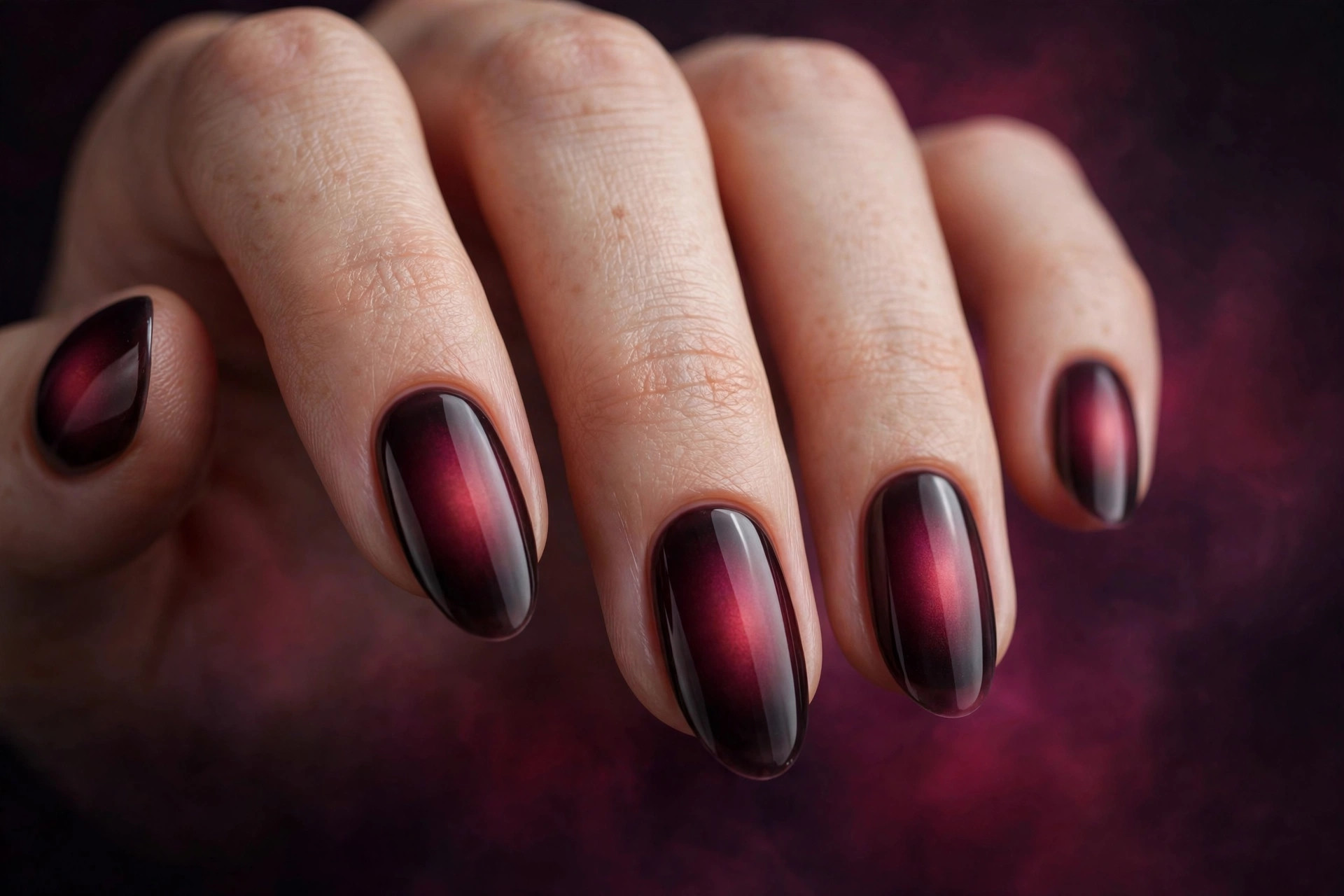Berry wine glow over sheer black-cherry