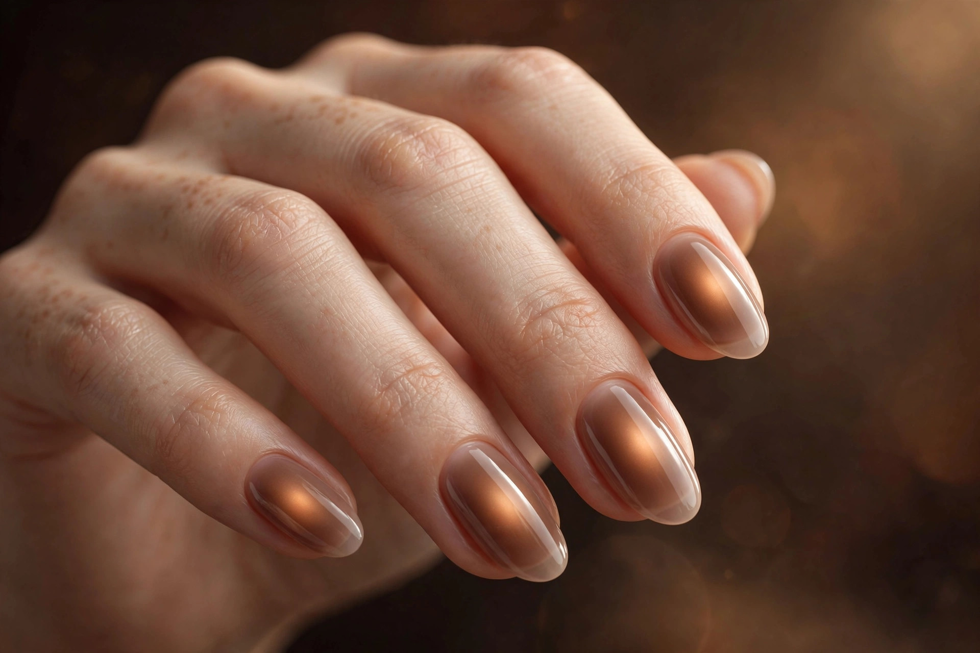 Espresso brown glow over sheer mocha