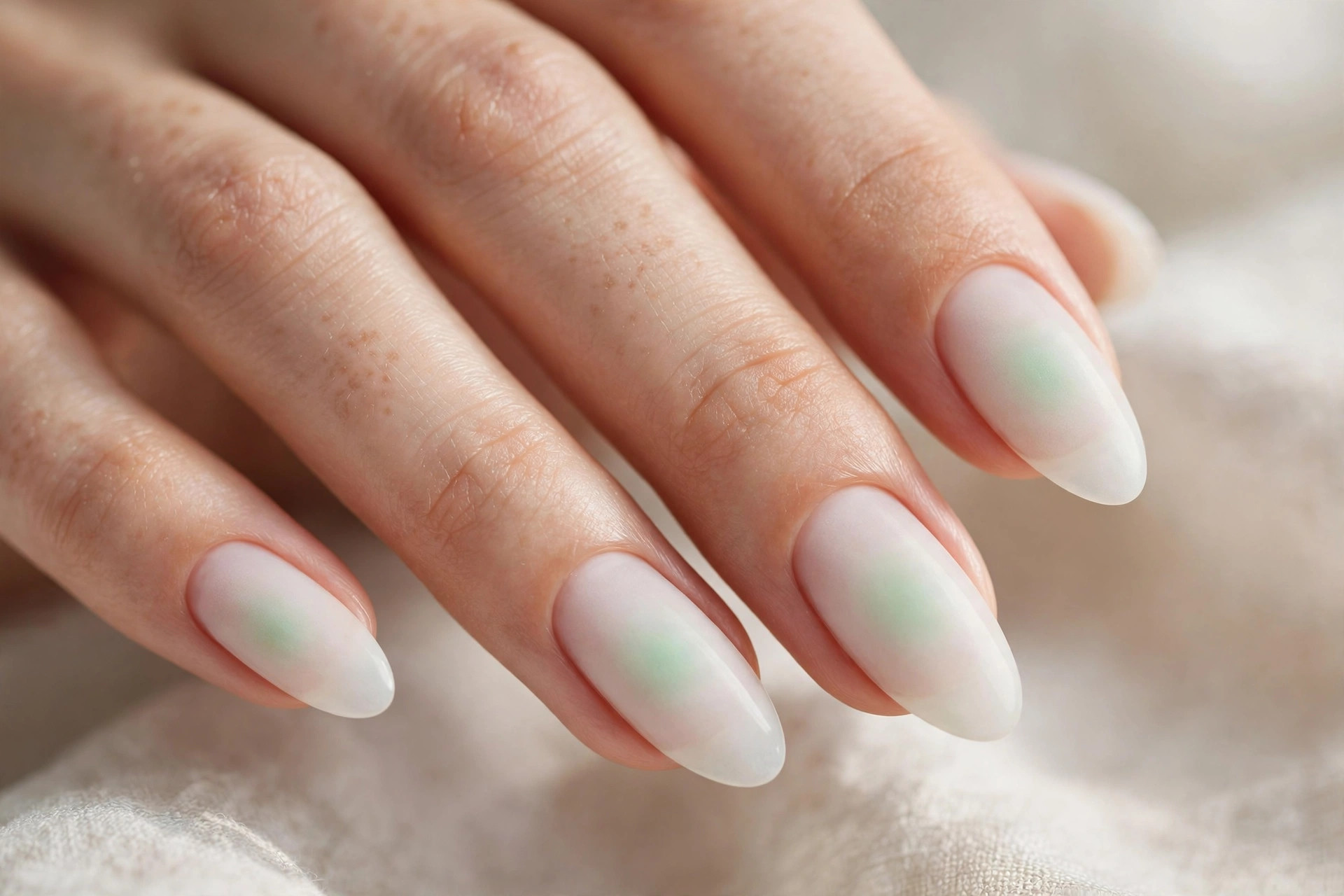 Mint whisper over sheer white