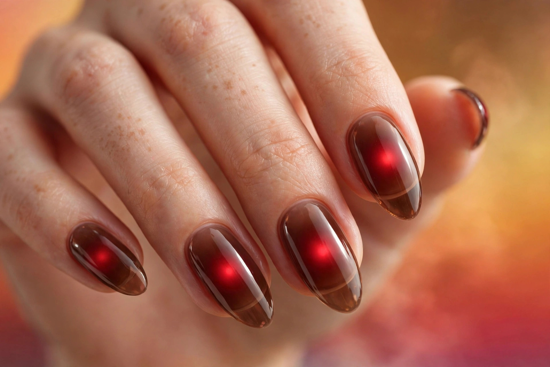 Cherry red glow over sheer cola