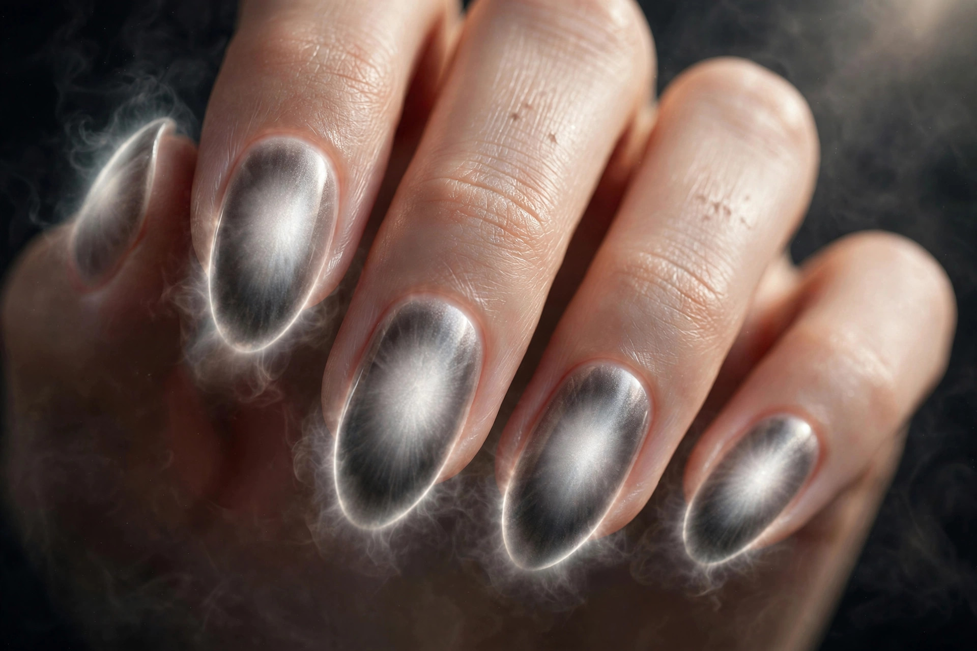Charcoal edges with silver center reverse aura
