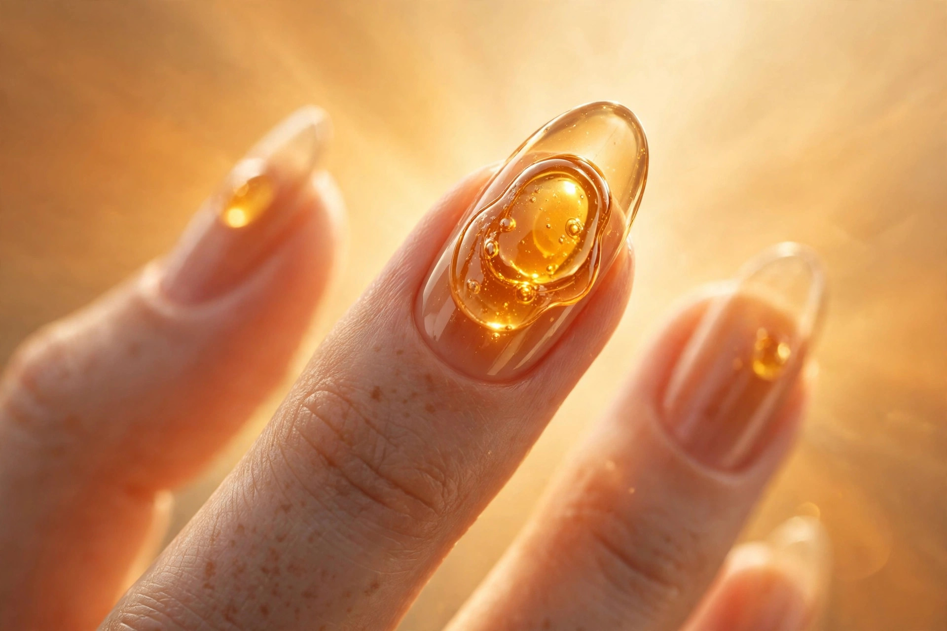Honey gold glow over sheer amber
