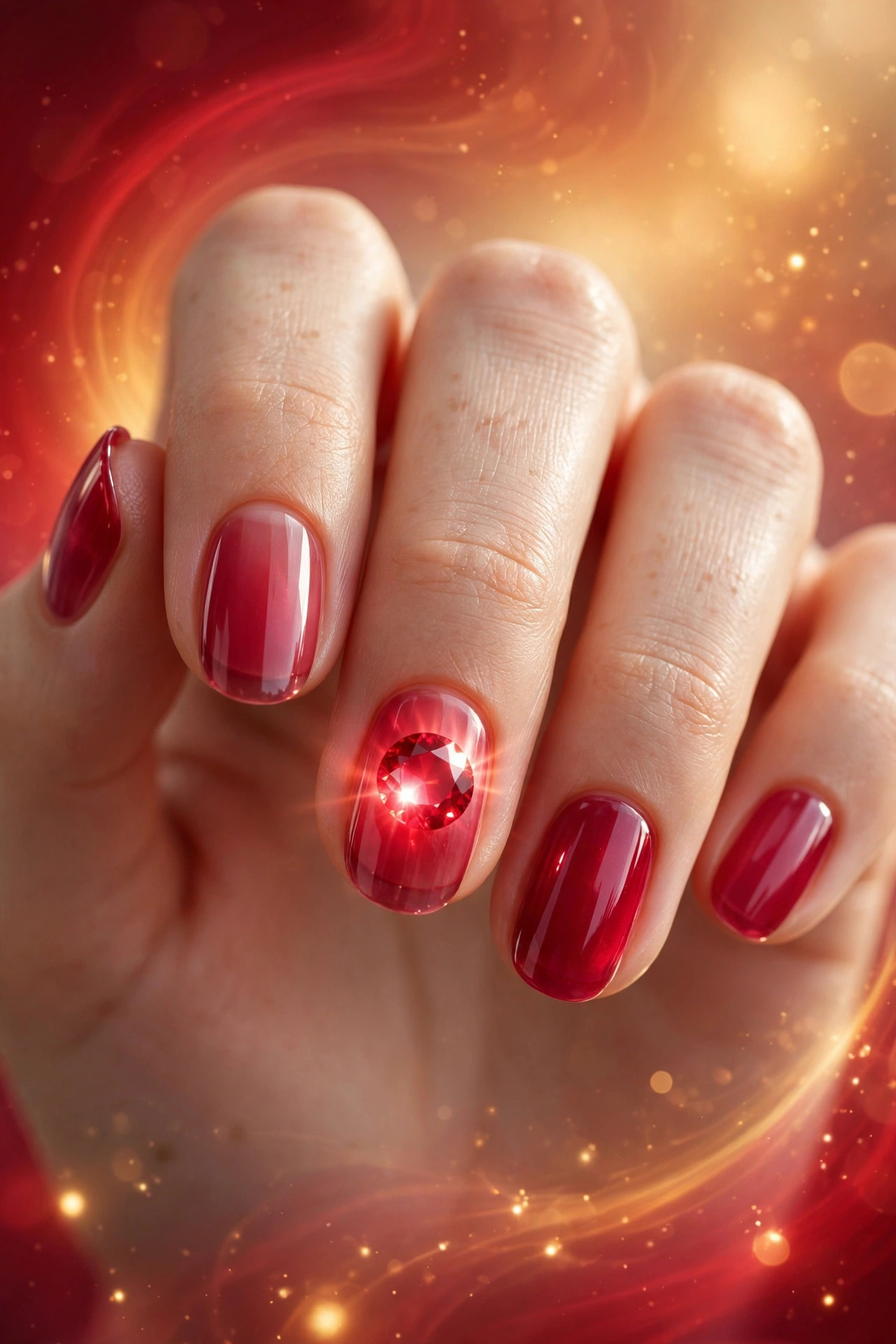 Cranberry jewel glow over sheer ruby