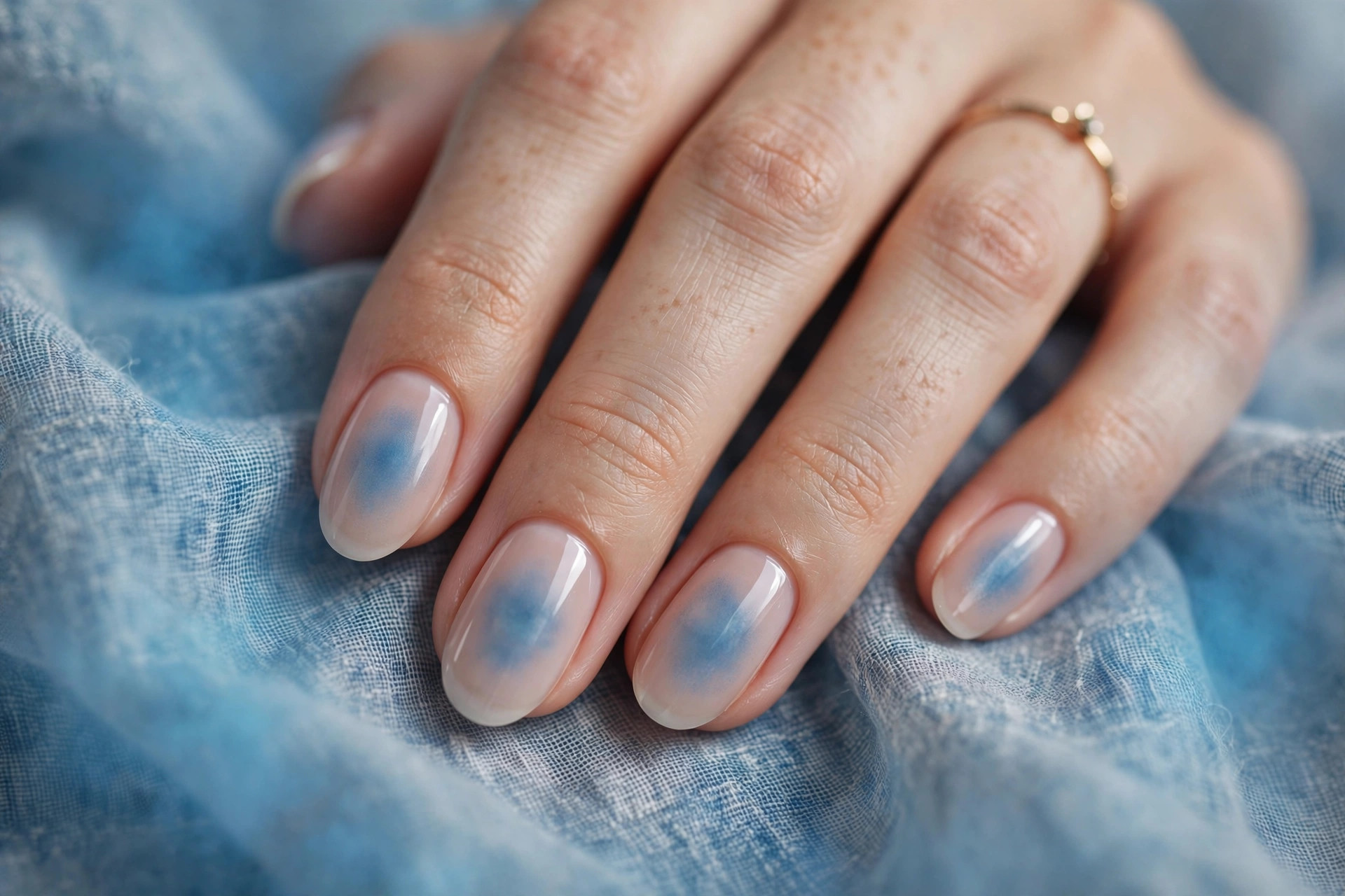 Denim blue haze over sheer chambray