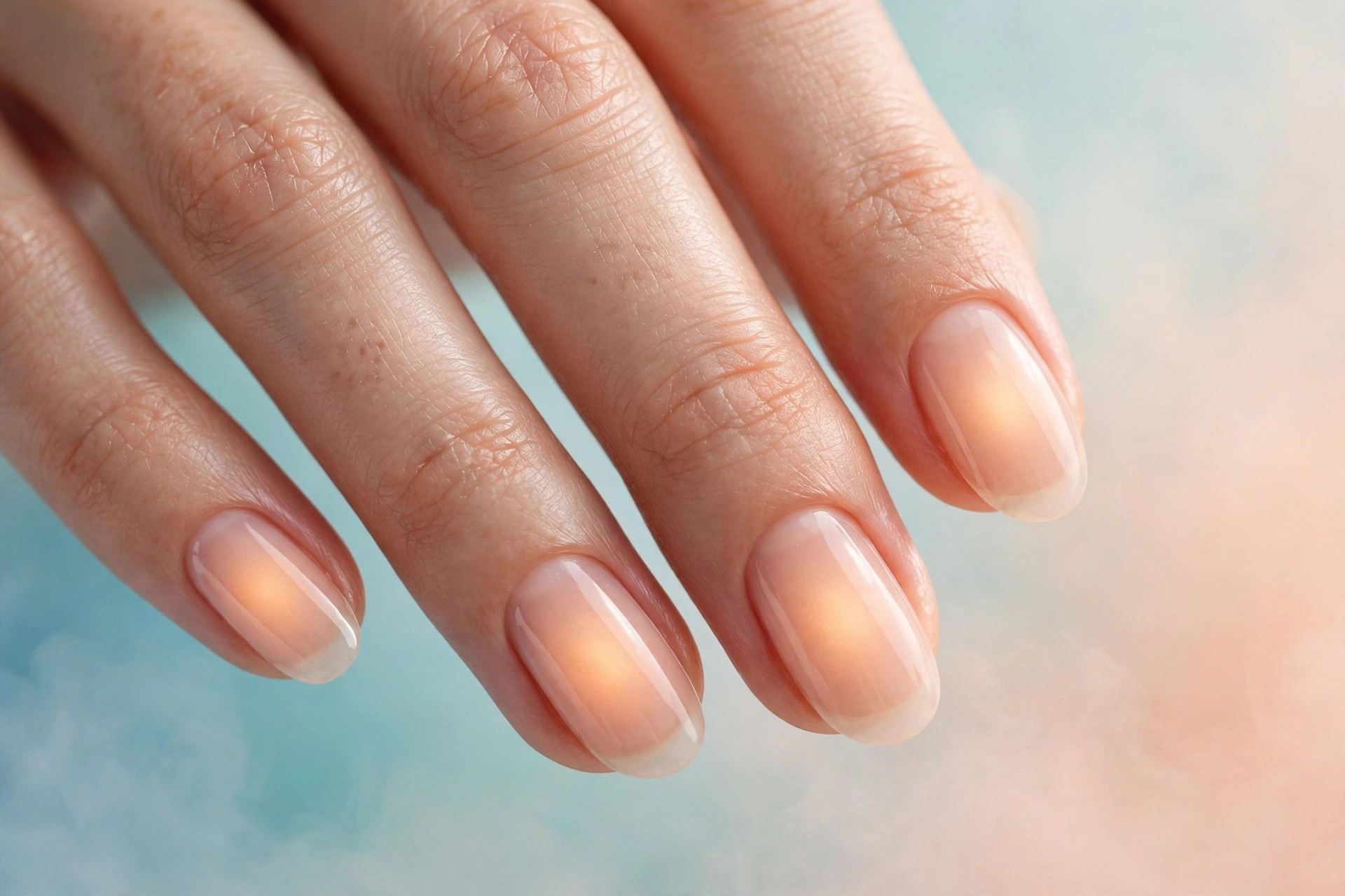 Apricot sorbet glow over sheer peach