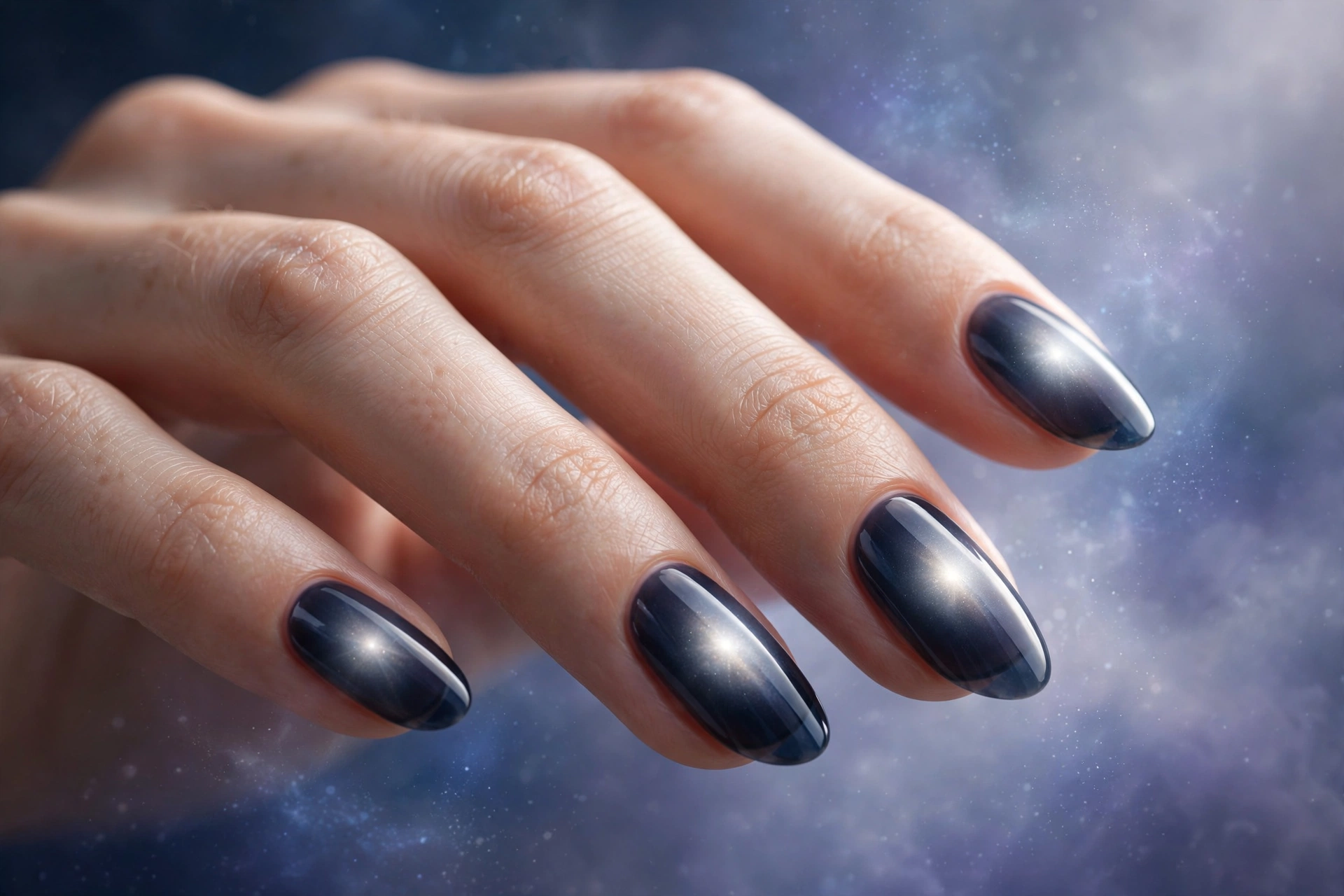 Silver-white glow over sheer midnight