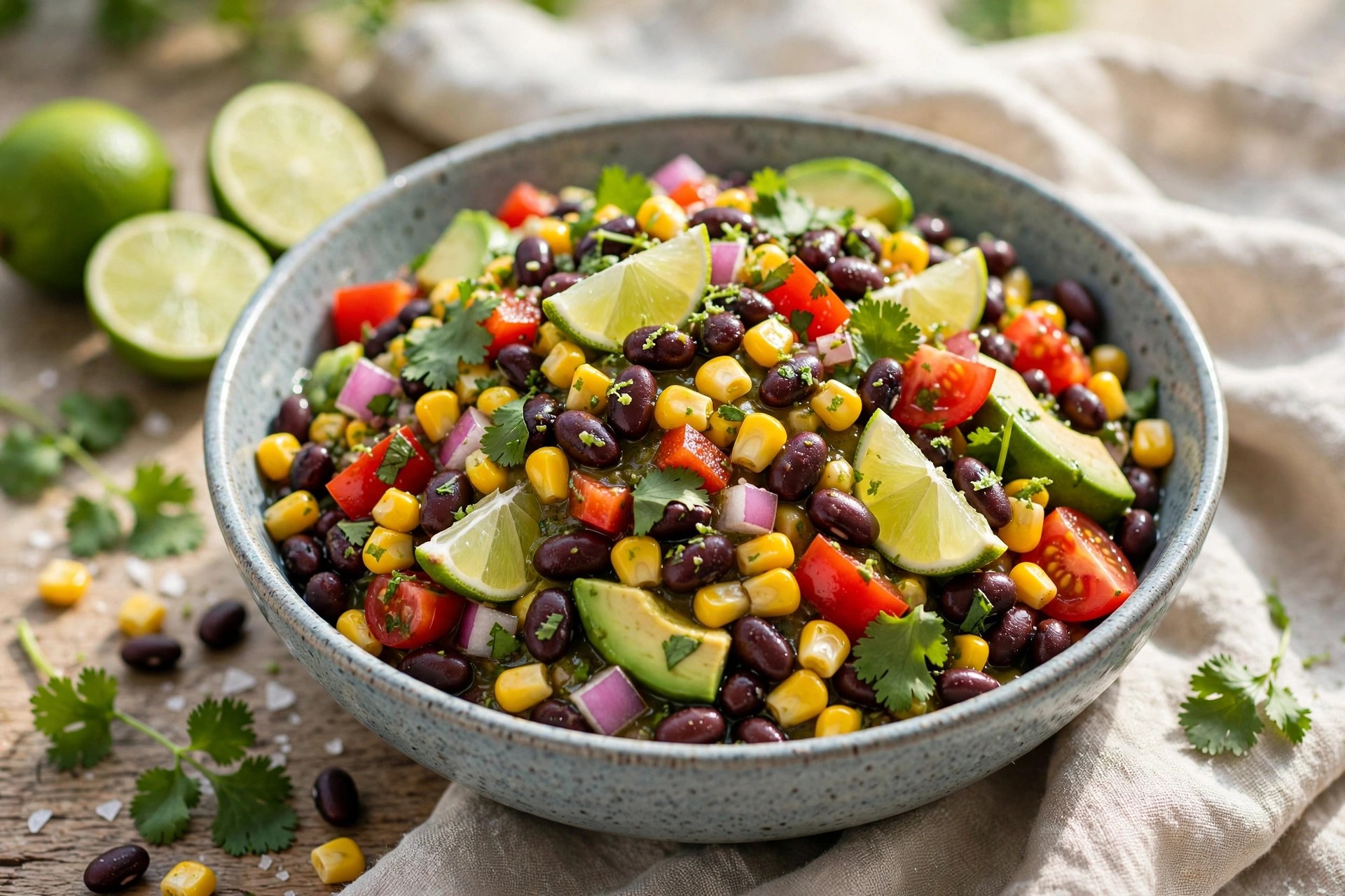 Black bean and corn salad with lime and cilantro