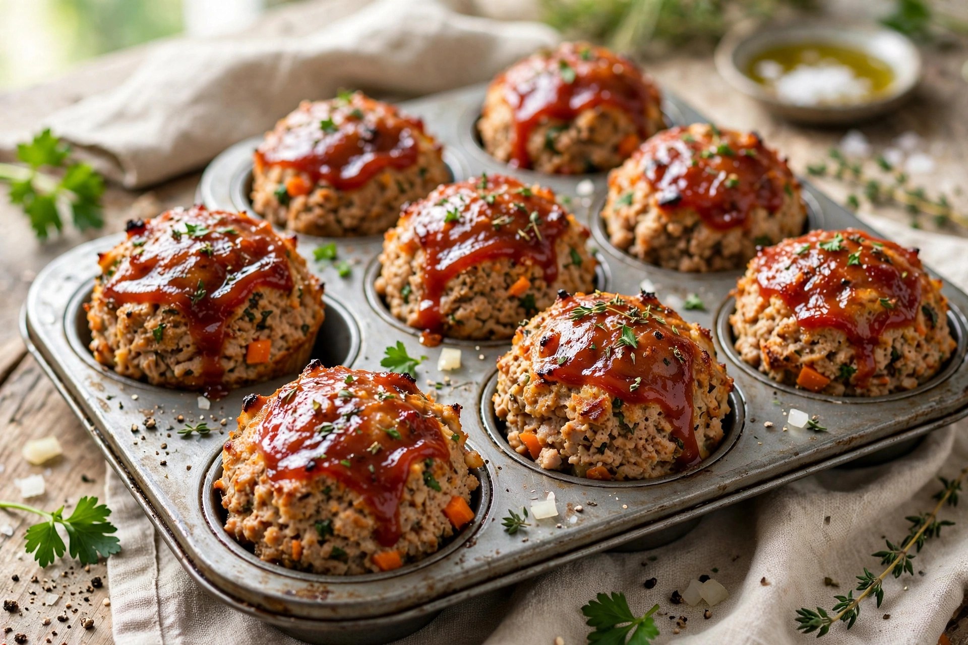 Turkey meatloaf muffins with glaze
