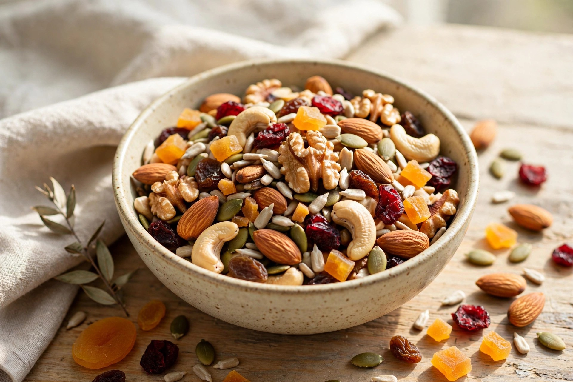 Homemade trail mix with nuts and dried fruit