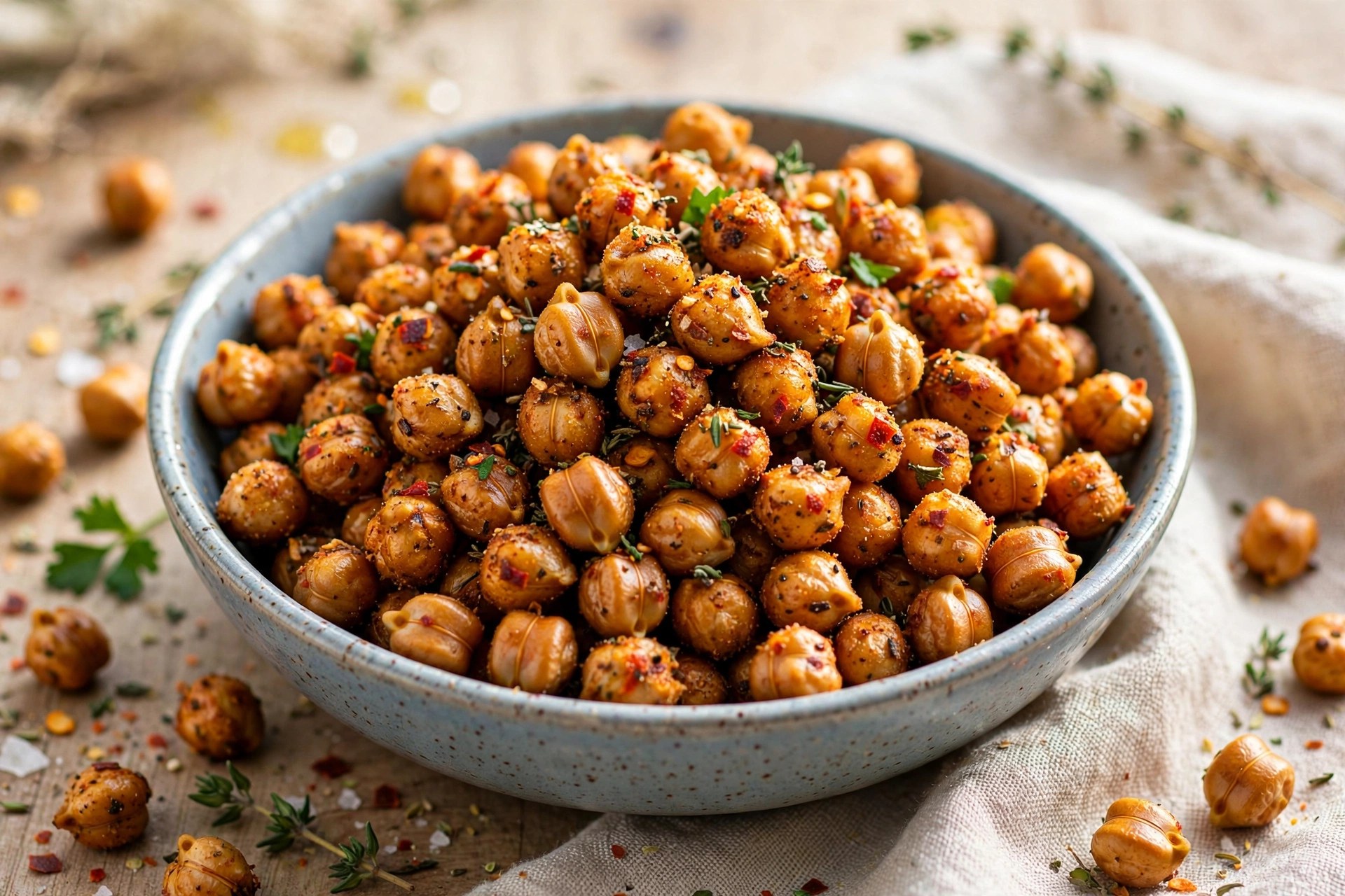 Crunchy roasted chickpeas with spices