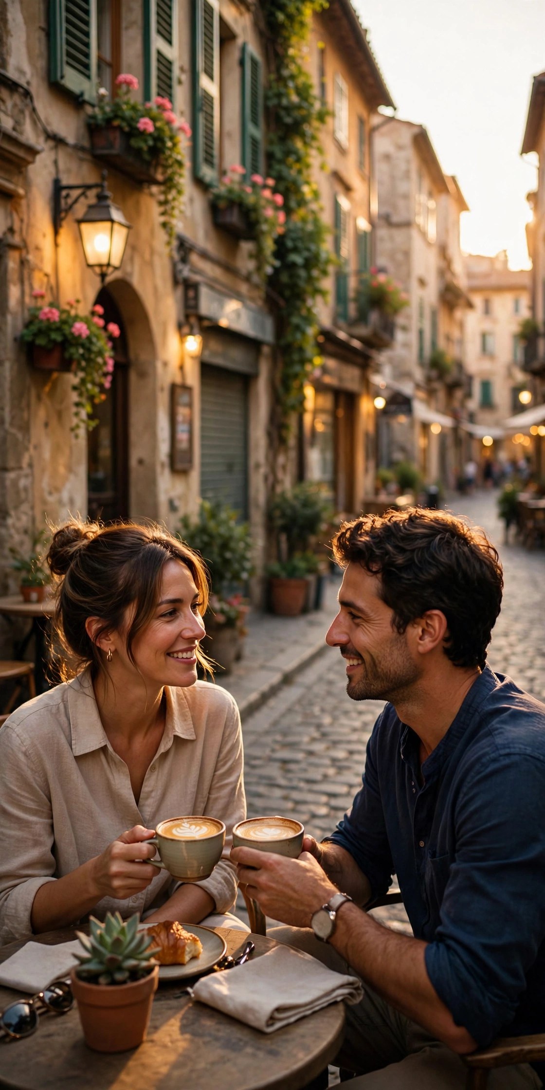 Couple enjoying a weekend city break with historic architecture, dream trip birthday gift