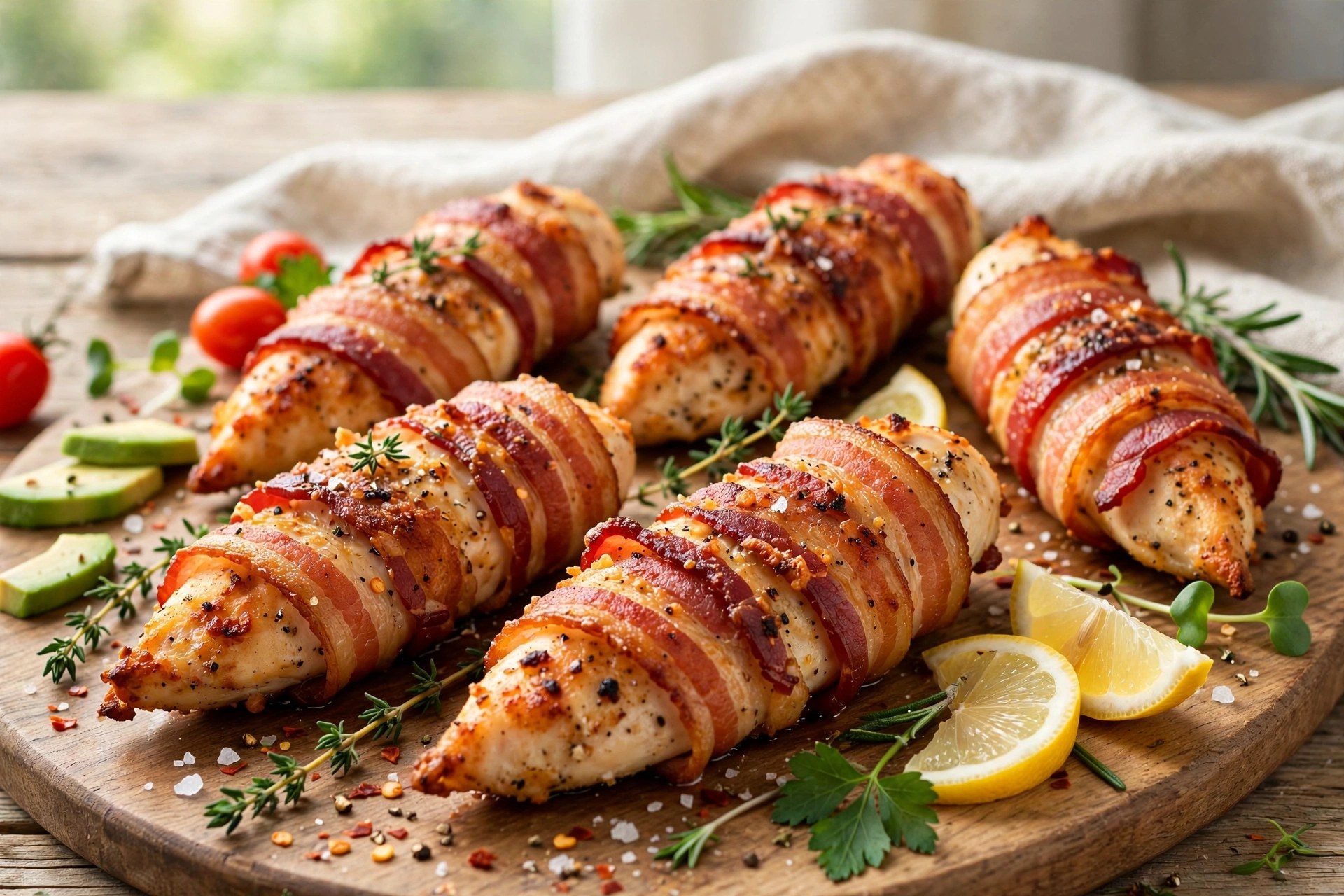 Bacon-wrapped chicken tenders crispy