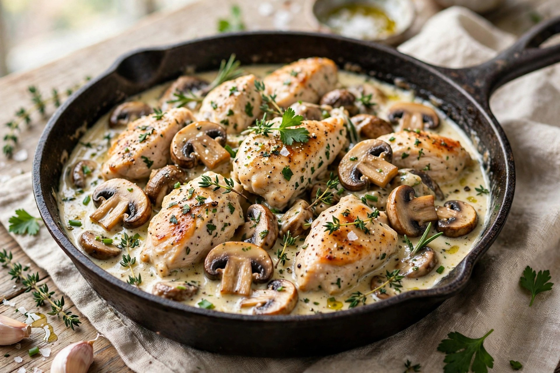 Chicken and mushroom skillet creamy