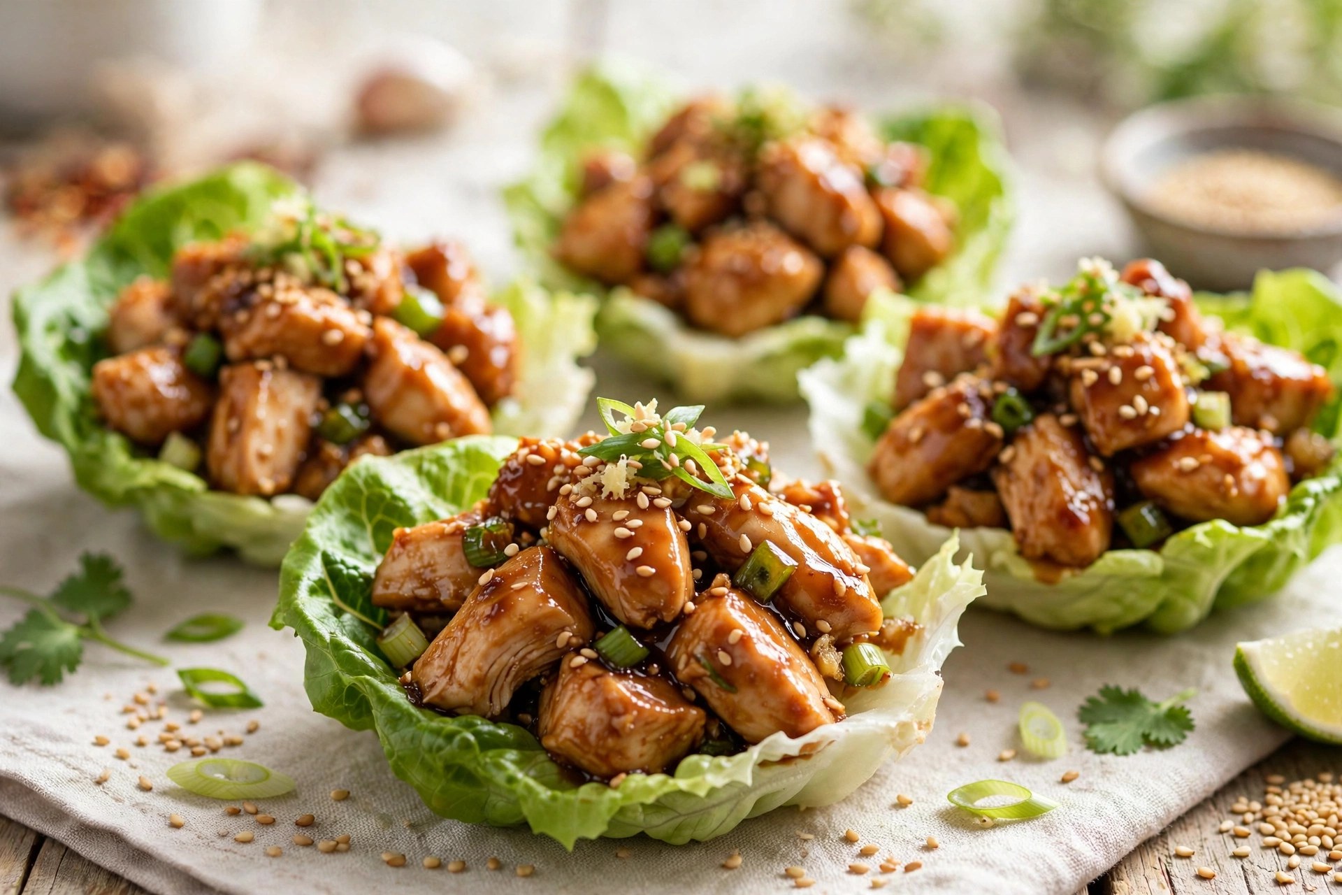 Sugar-free teriyaki chicken lettuce cups