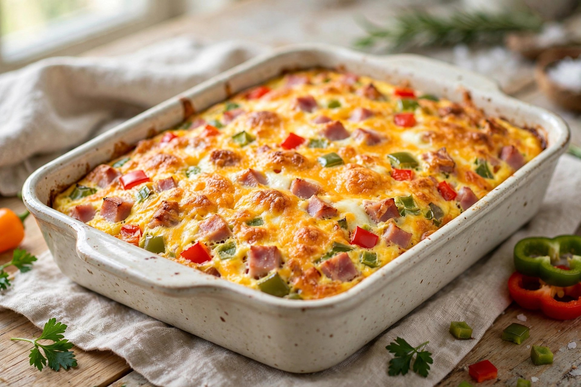 Denver omelet bake with ham and peppers
