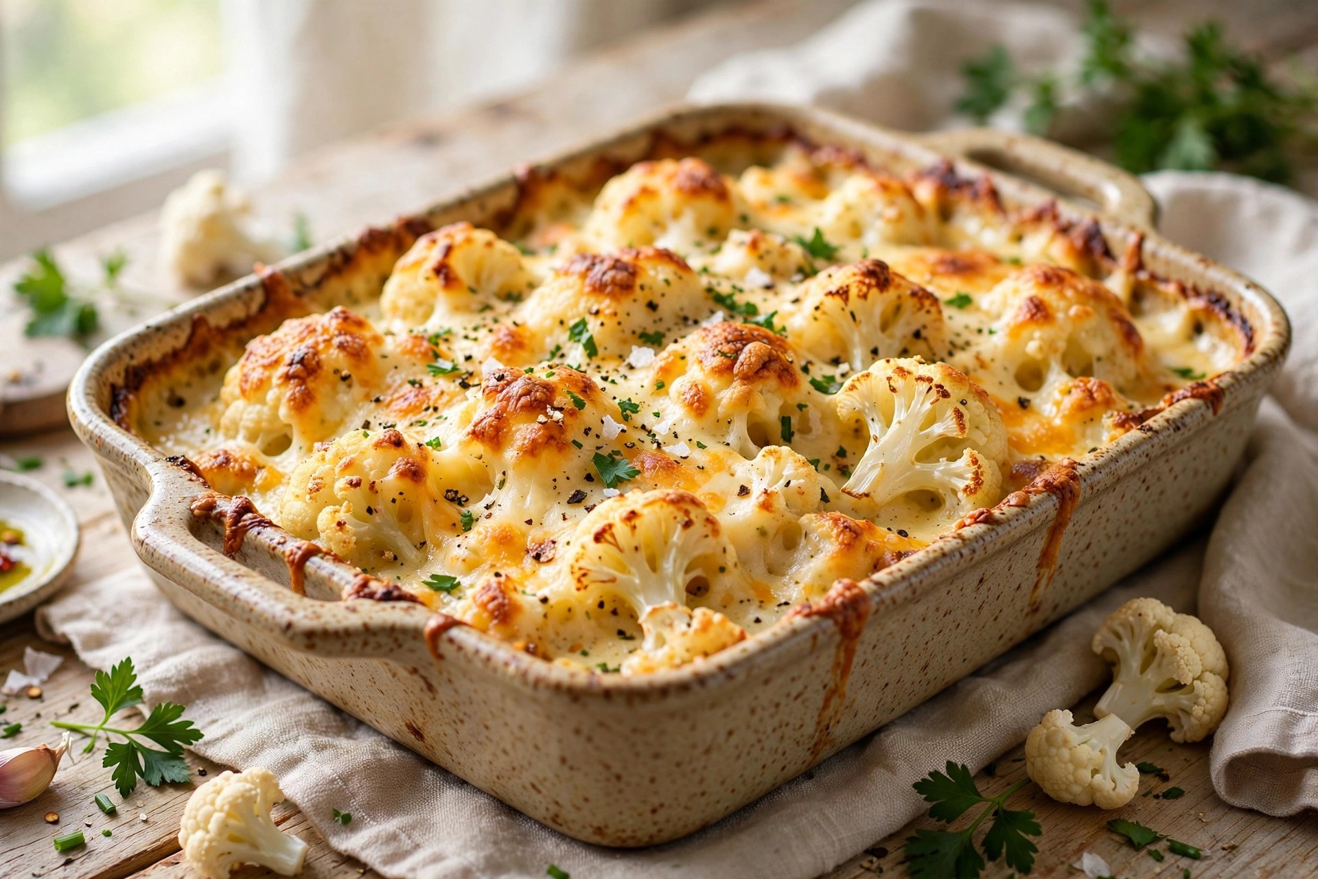 Cheesy cauliflower bake golden