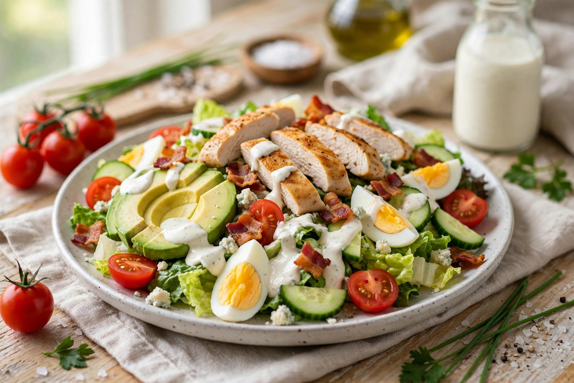 Cobb salad with ranch dressing