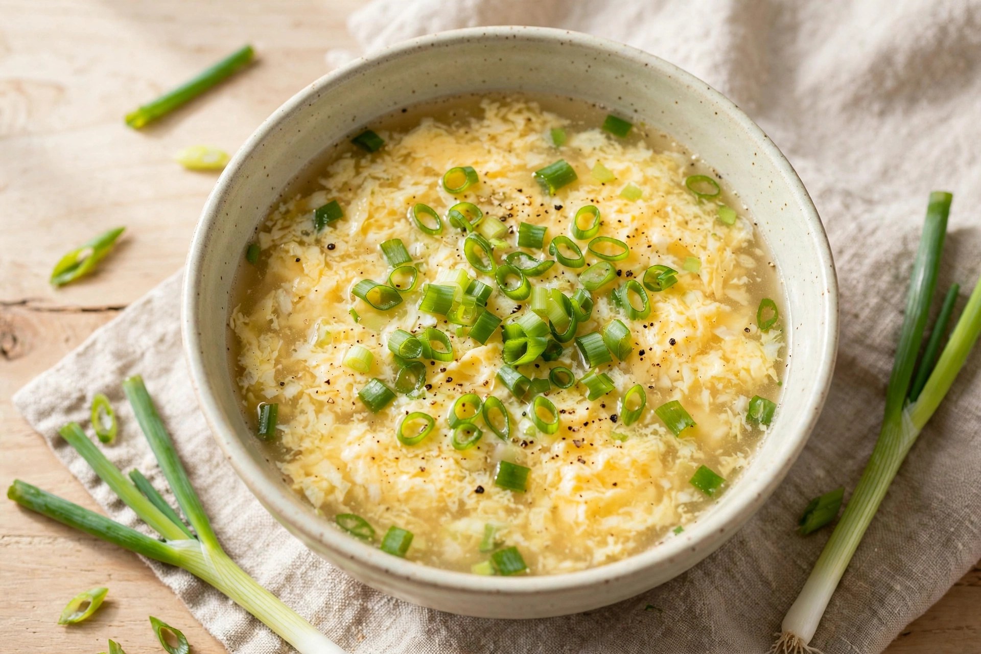 Egg drop soup with scallions