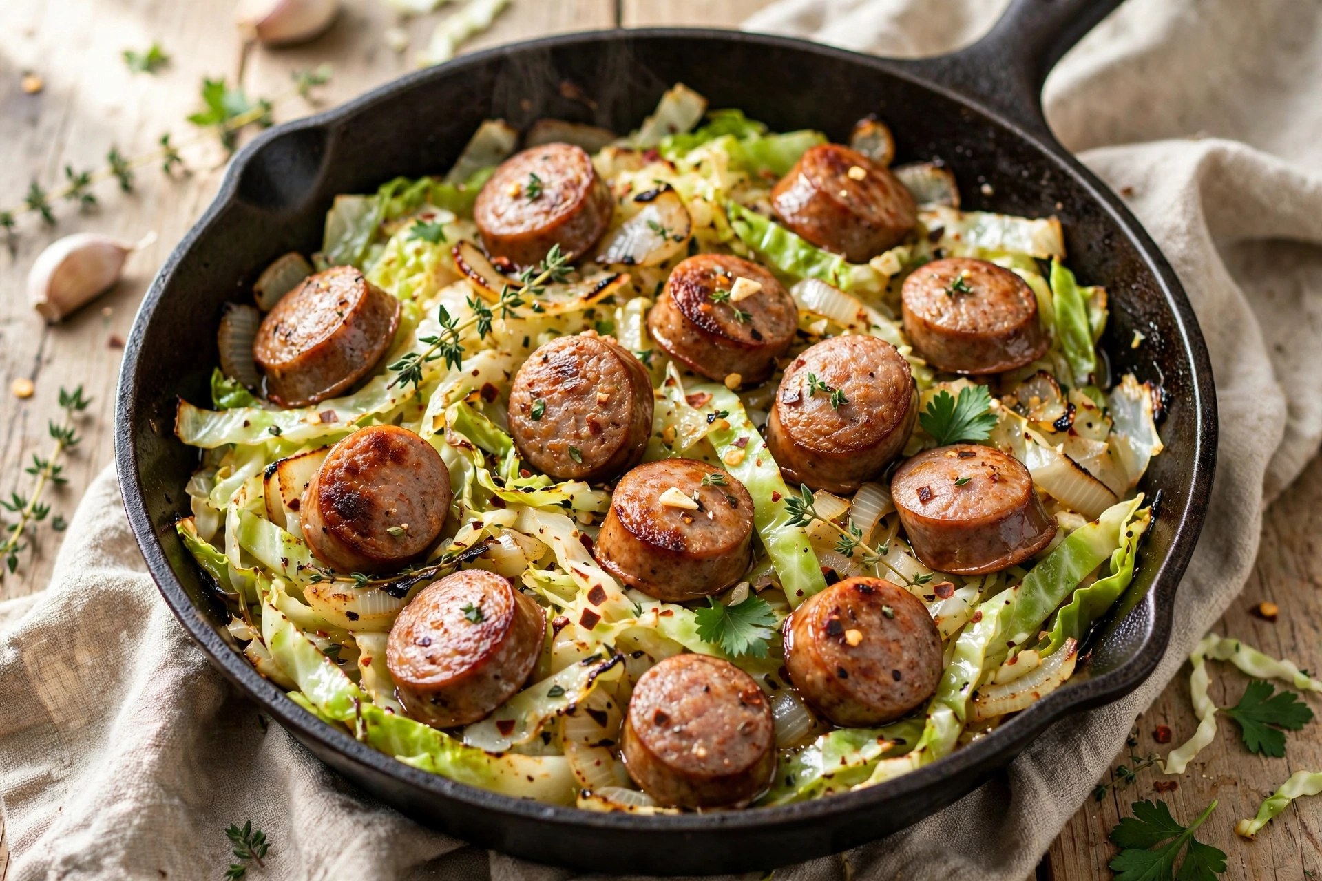 One-pan sausage and cabbage skillet