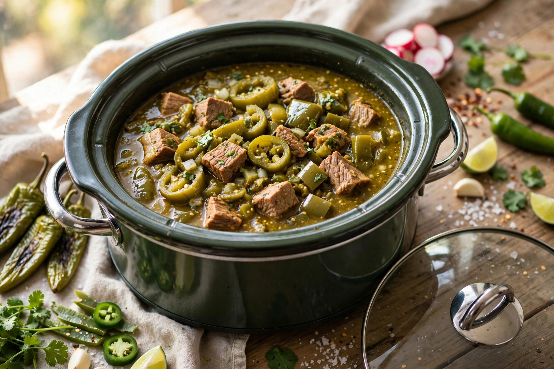 Slow cooker chili verde with pork