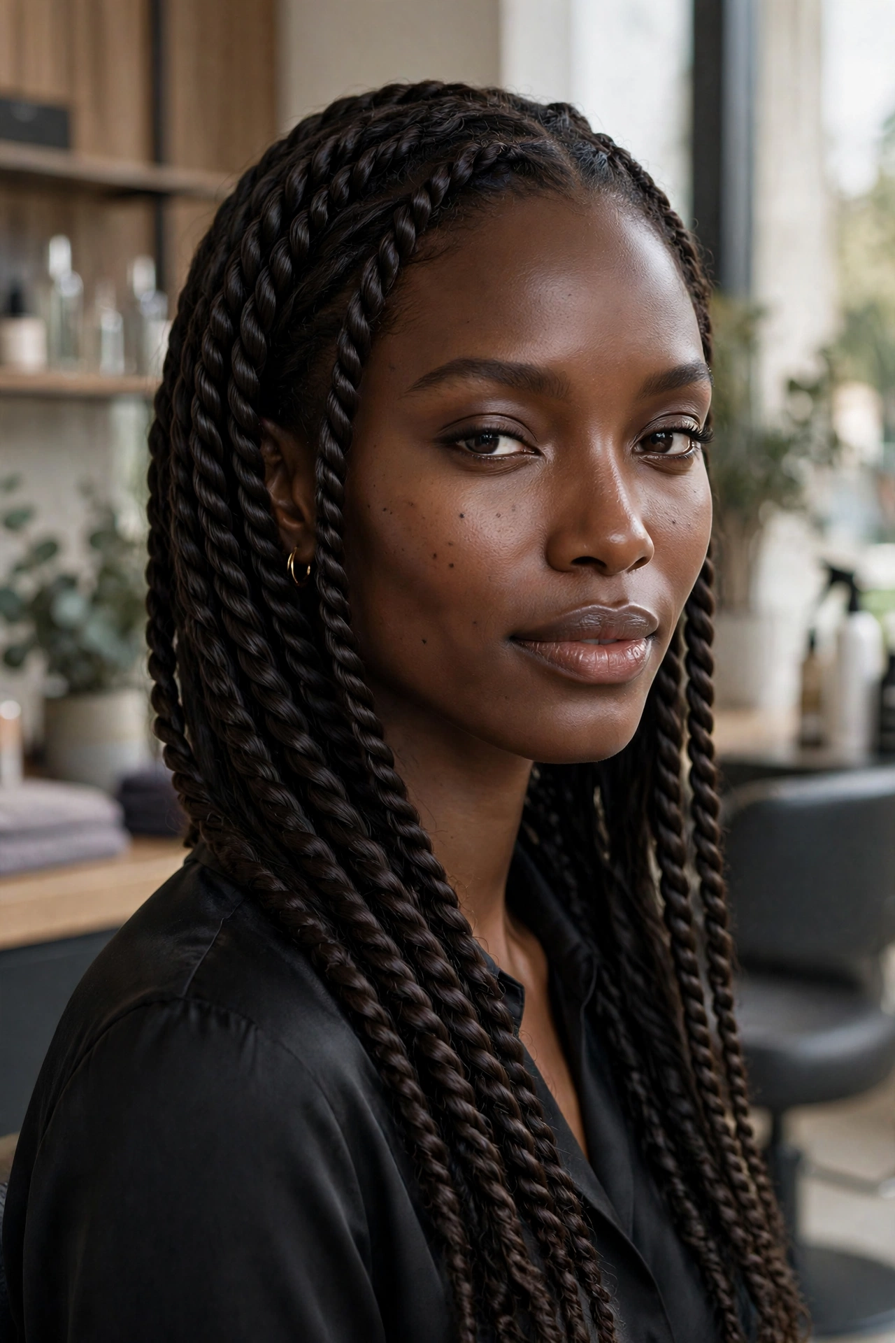 Black woman wearing soft senegalese twists