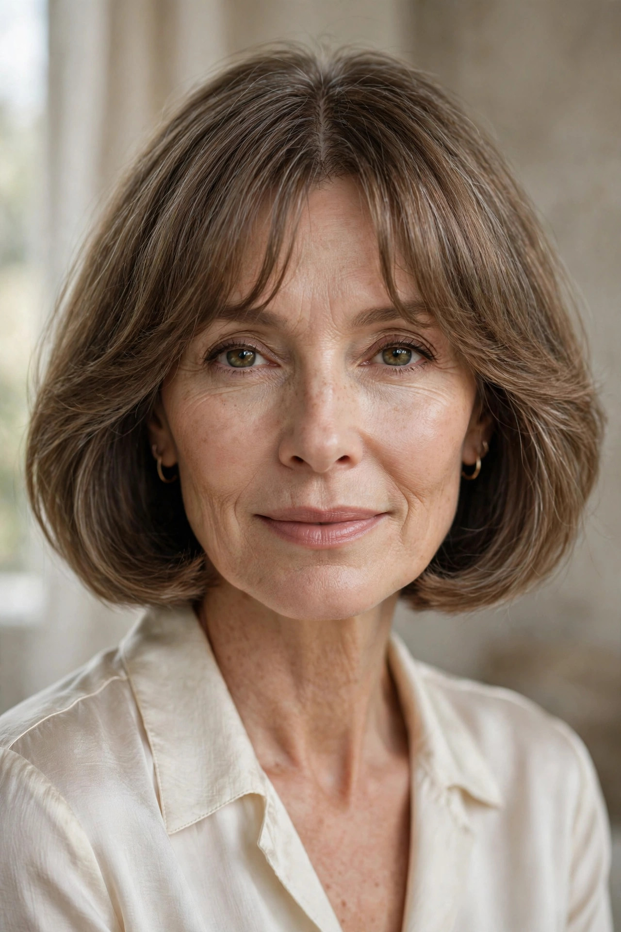 Chin-length bob with bottleneck fringe for fine hair