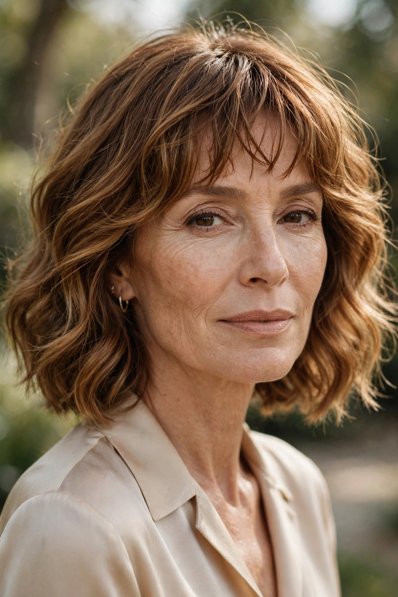 Wavy bob with broken fringe for fine hair
