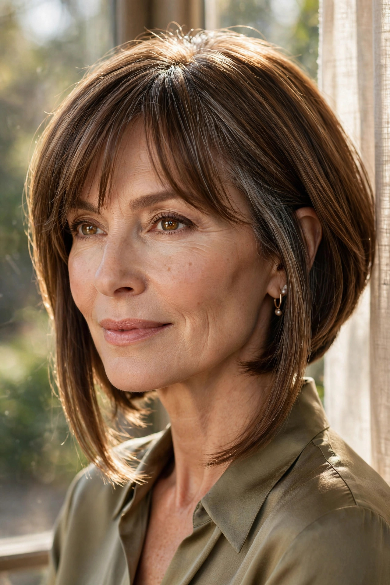 Inverted bob with face-framing fringe for thin hair