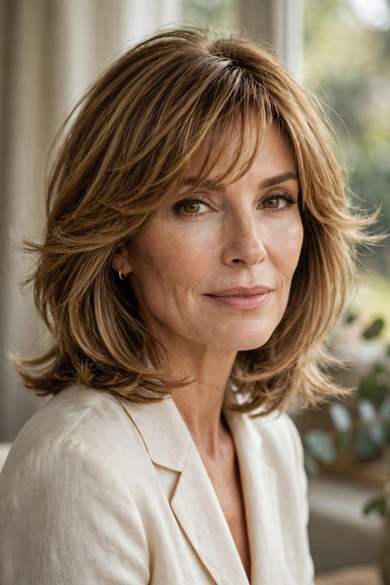 Layered bob with feathered fringe for fine hair