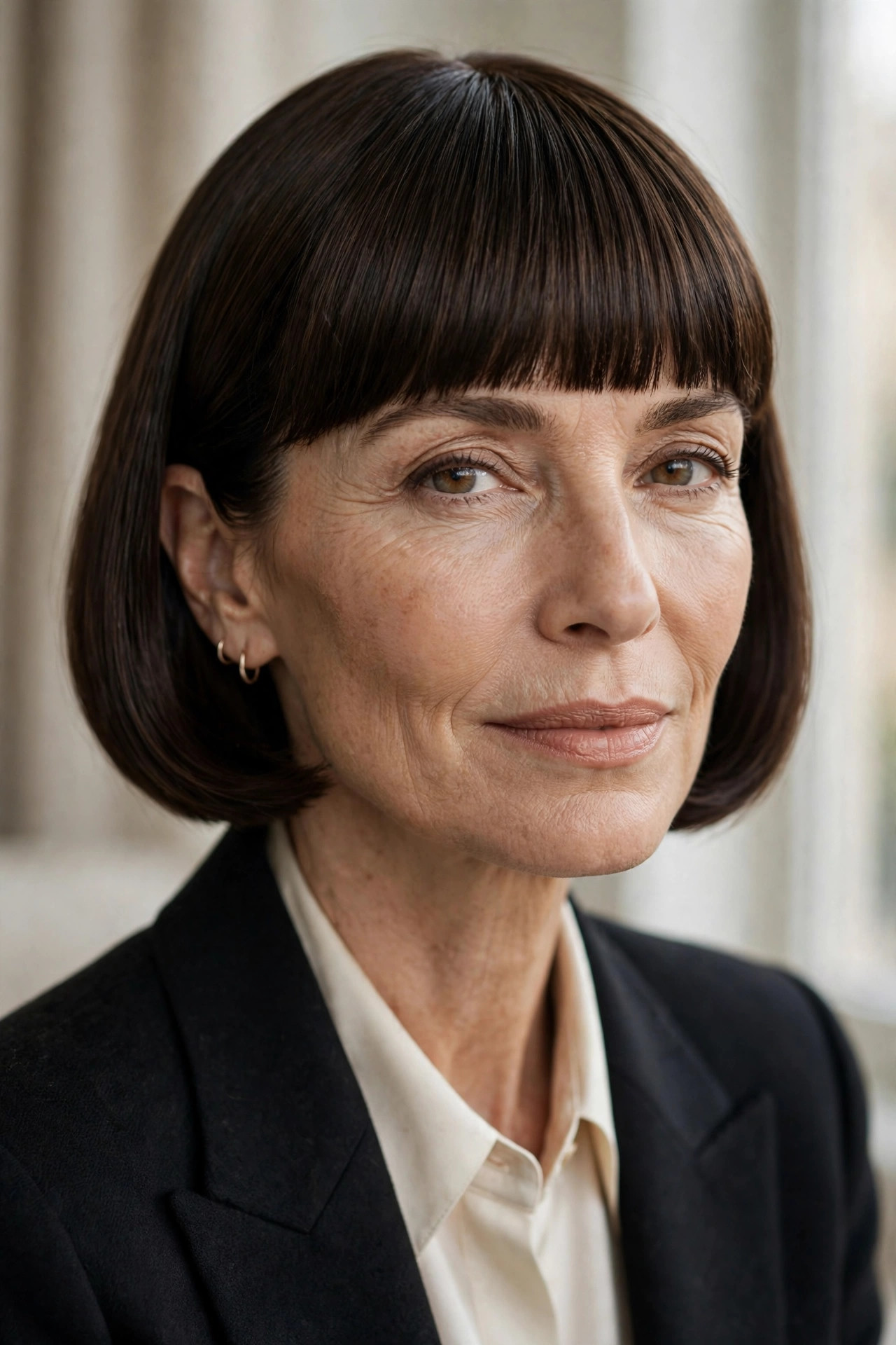Milanese bob with polished fringe for fine hair