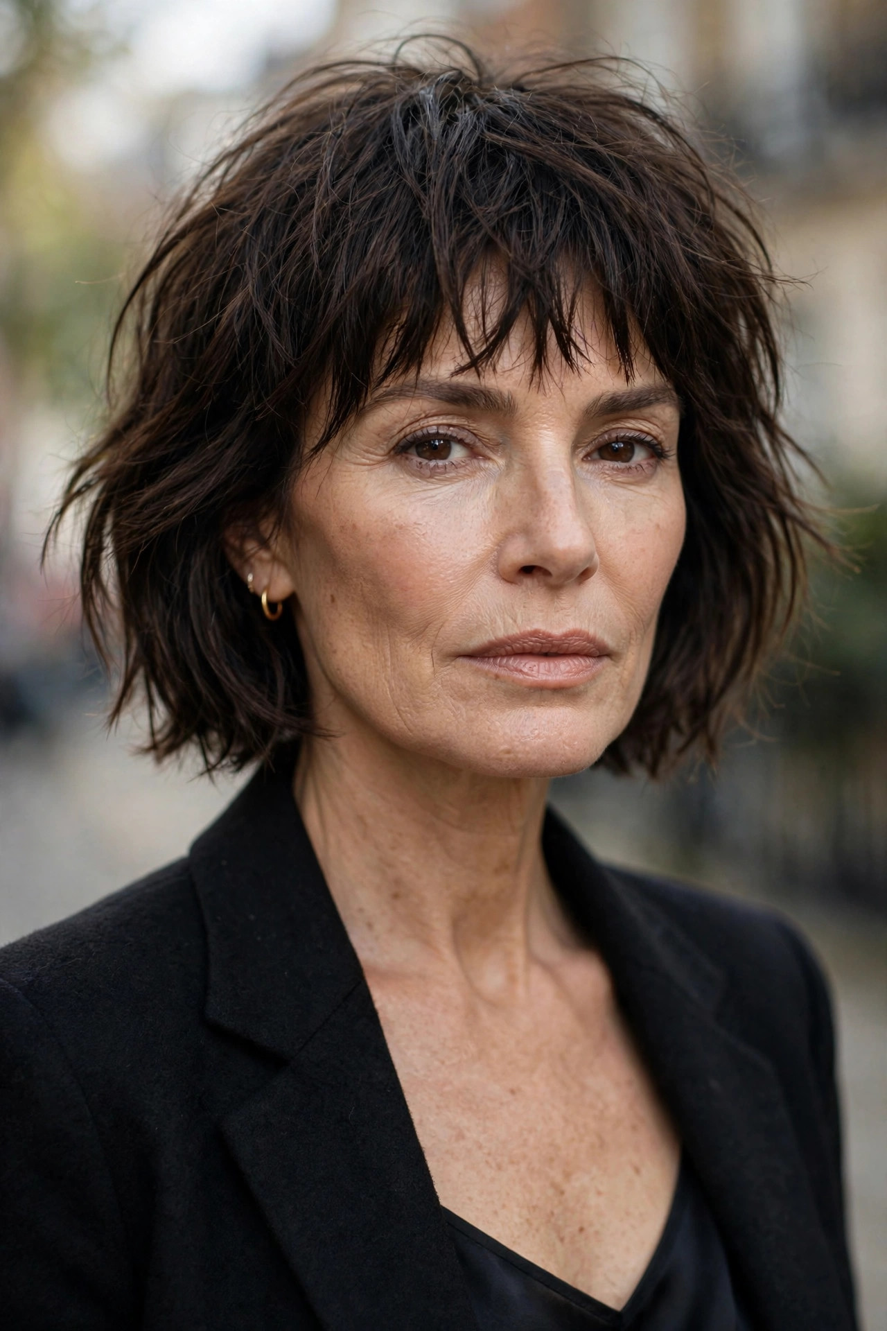 London bob with edgy fringe for fine hair