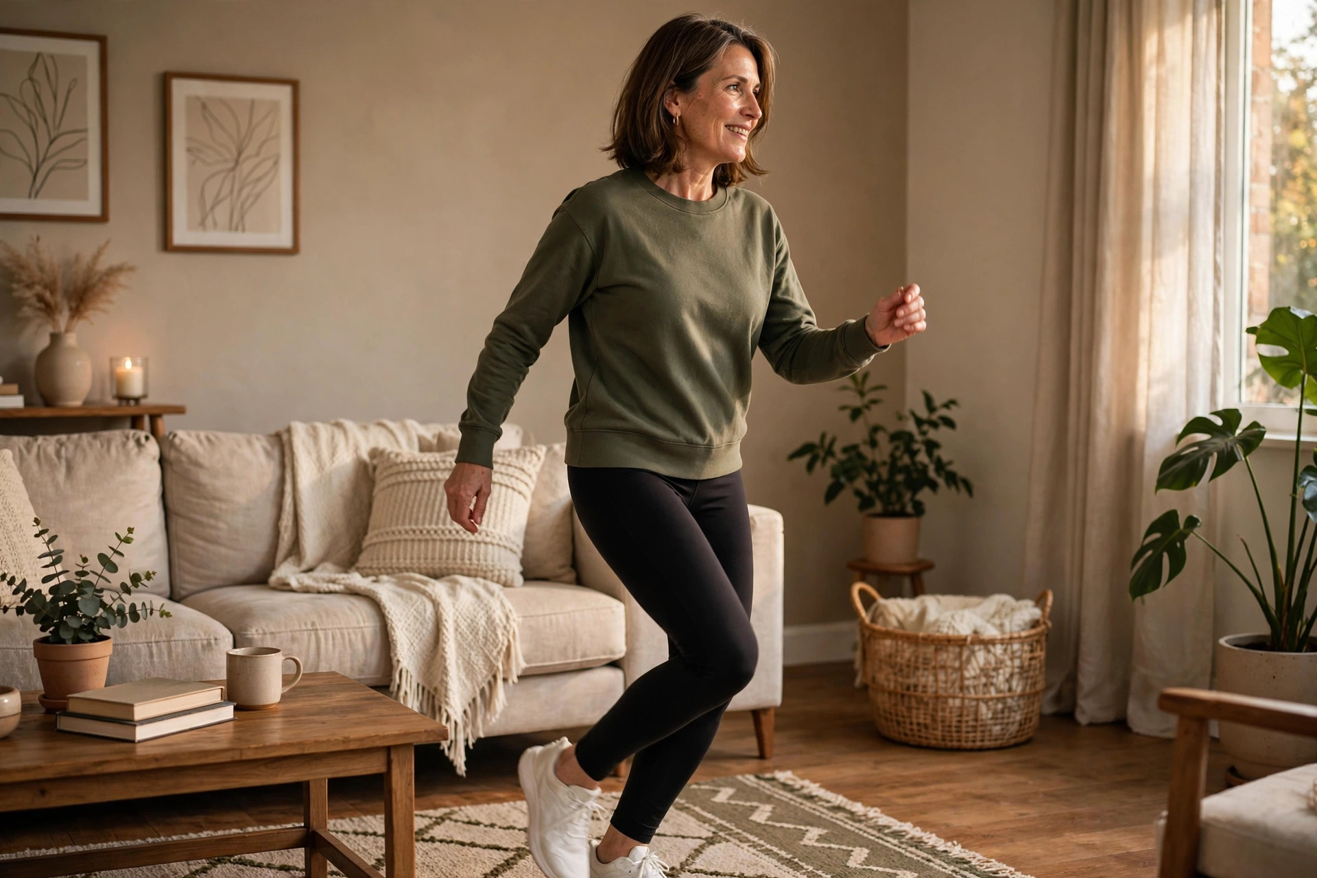 Woman in her 50s doing grapevine steps